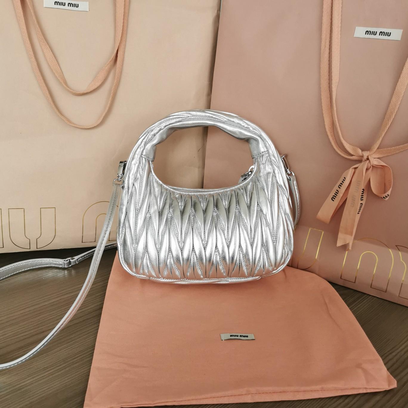Miu Miu Wander Matelassé Nappa Leather Hobo Bag  - FashionPlug