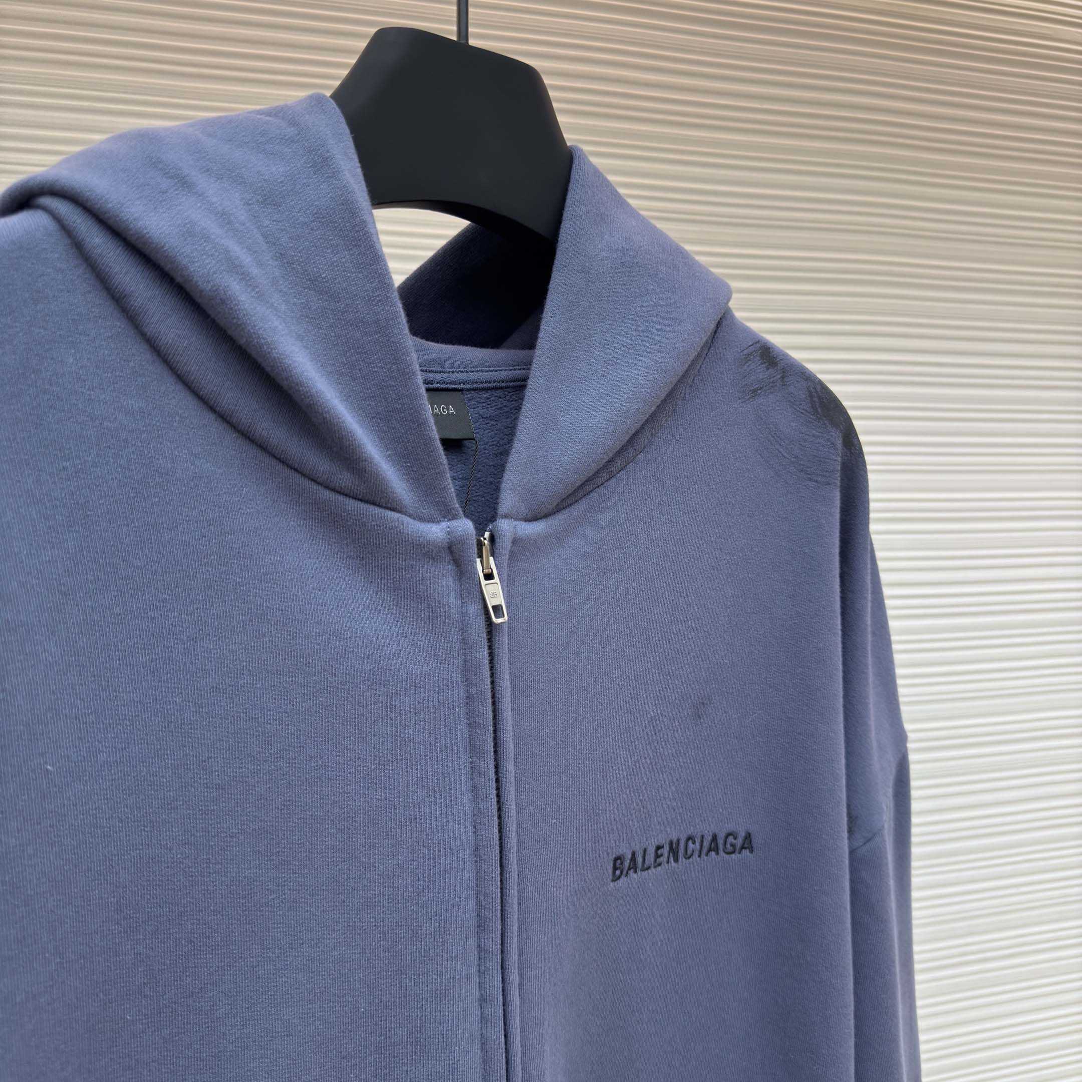 Balenciaga Logo-print Zip-up Hoodie - FashionPlug