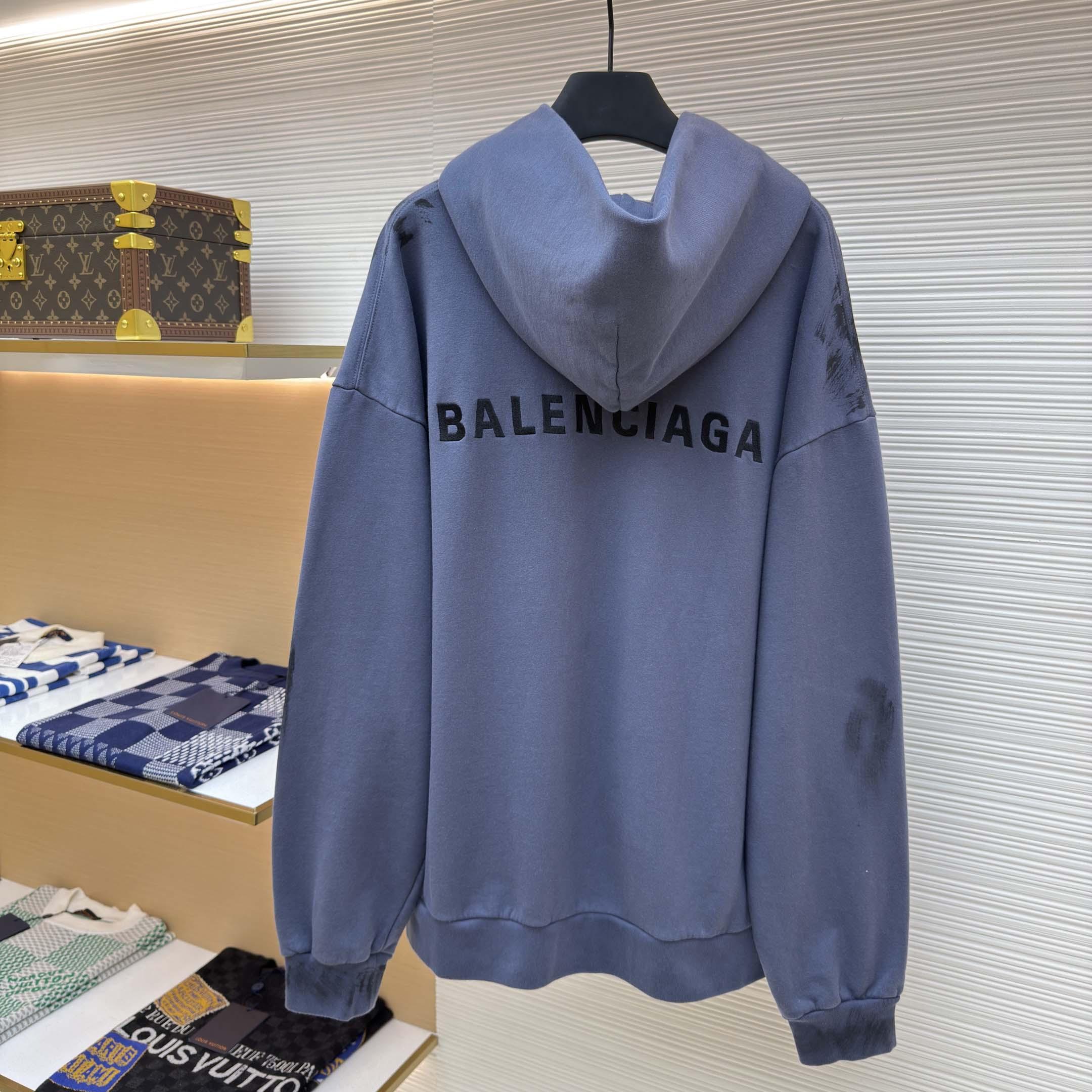 Balenciaga Logo-print Zip-up Hoodie - FashionPlug