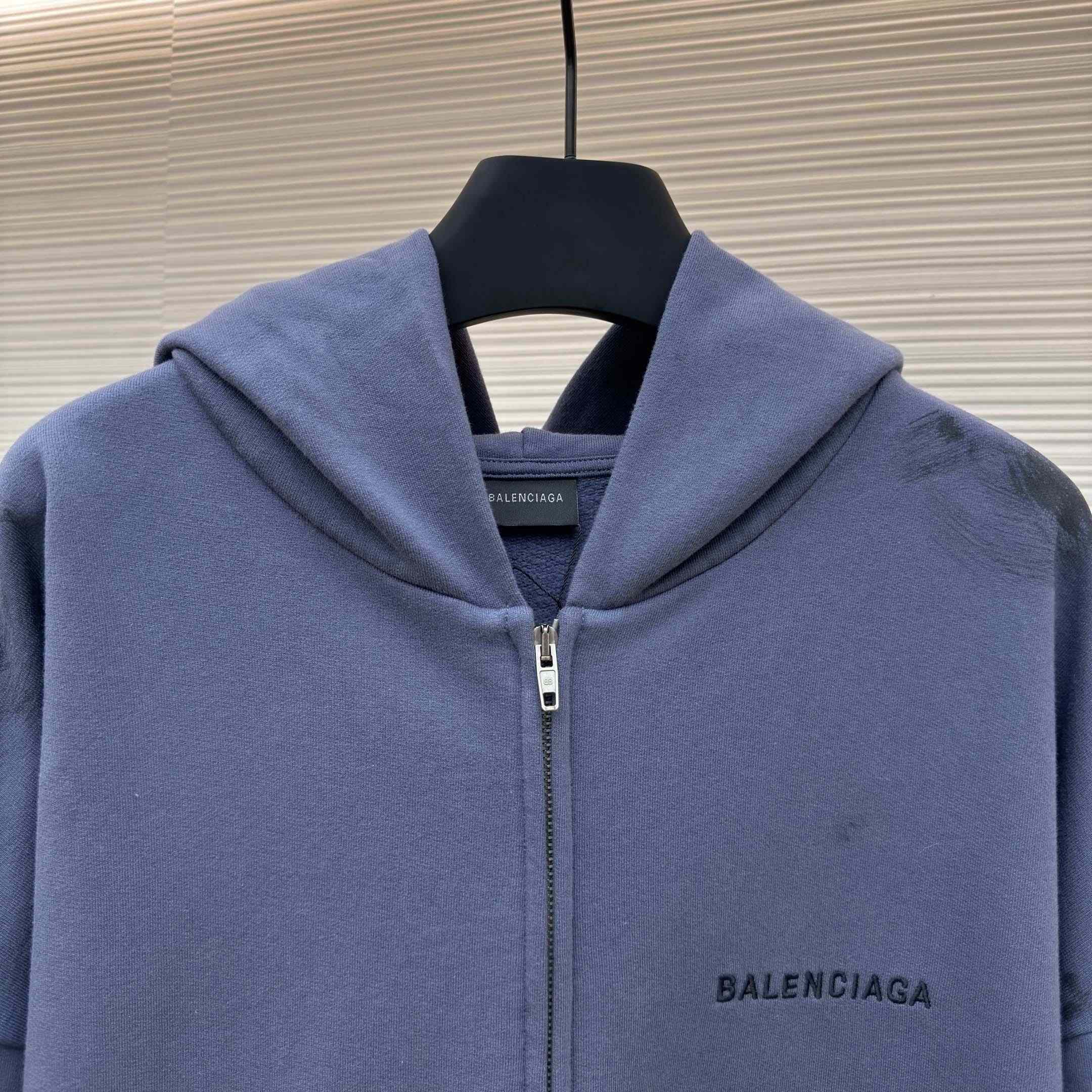 Balenciaga Logo-print Zip-up Hoodie - FashionPlug