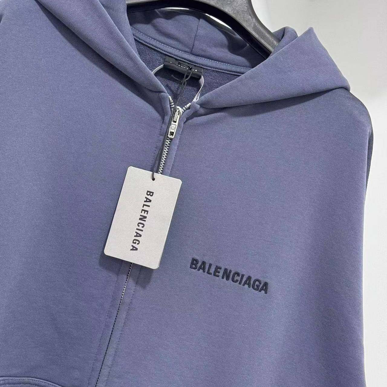 Balenciaga Back Zip-Up Hoodie Regular Fit in faded dark blue - FashionPlug