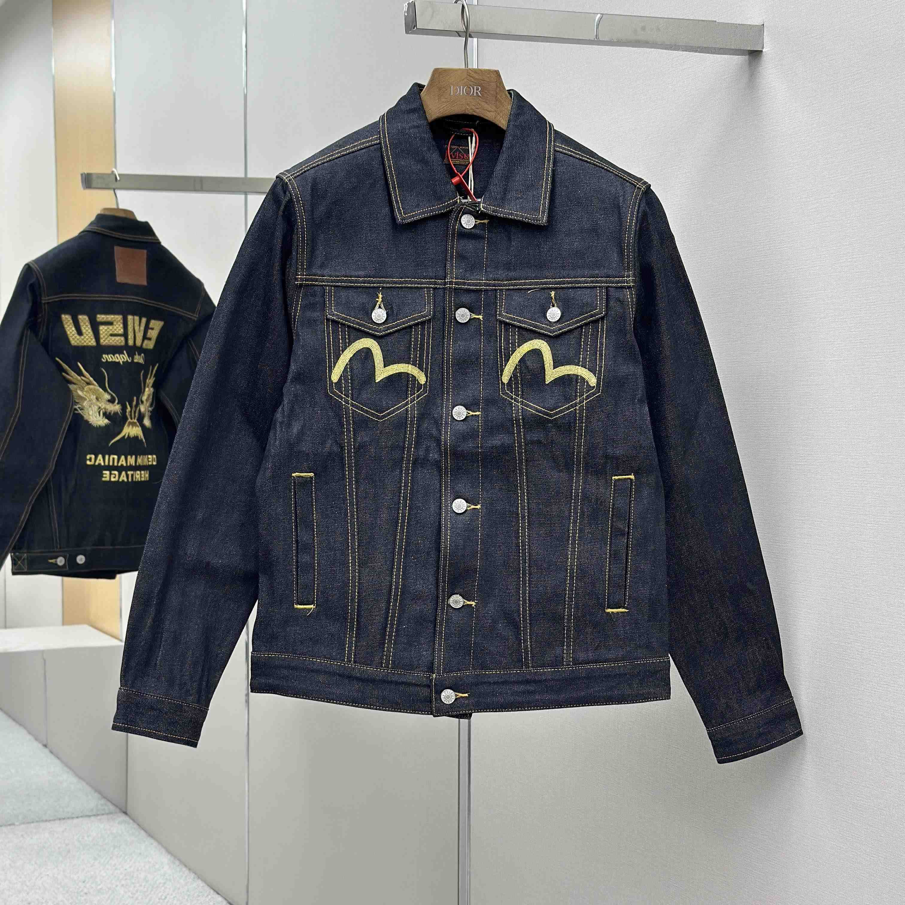 Evisu Hakutaku Embroidery Relax Fit Denim Jacket - FashionPlug
