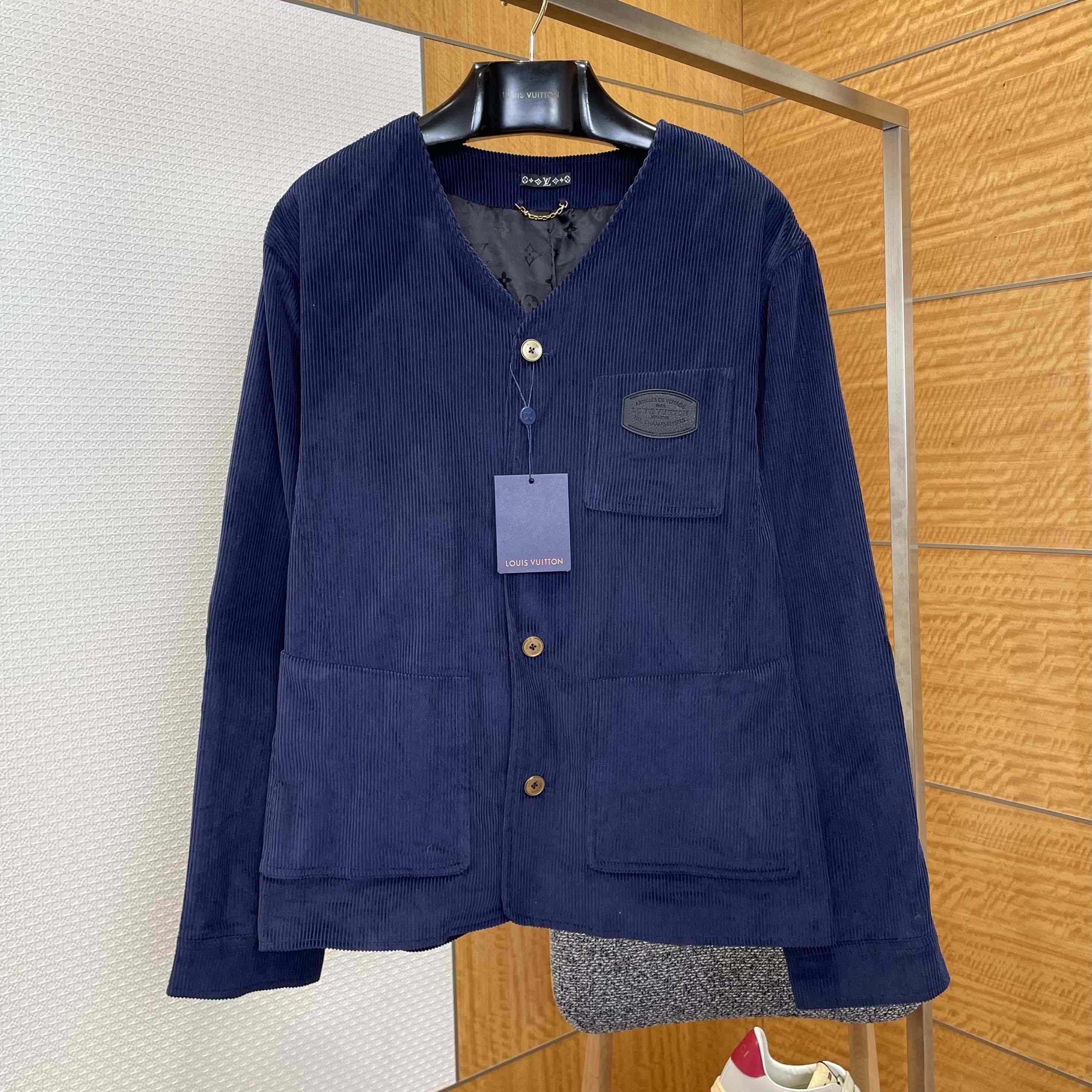 Louis Vuitton Corduroy Collarless Jacket - FashionPlug