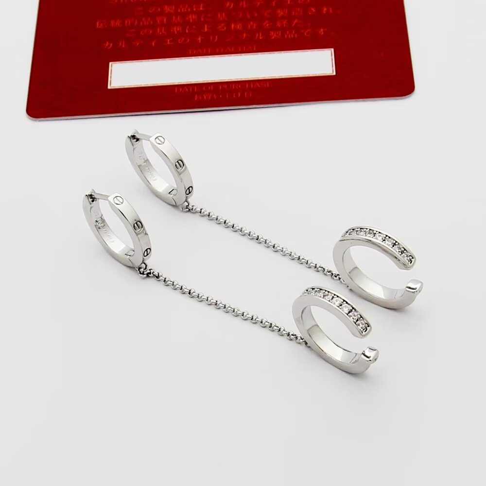 Cartier And Diamond Love Hoop Single Earring - FashionPlug