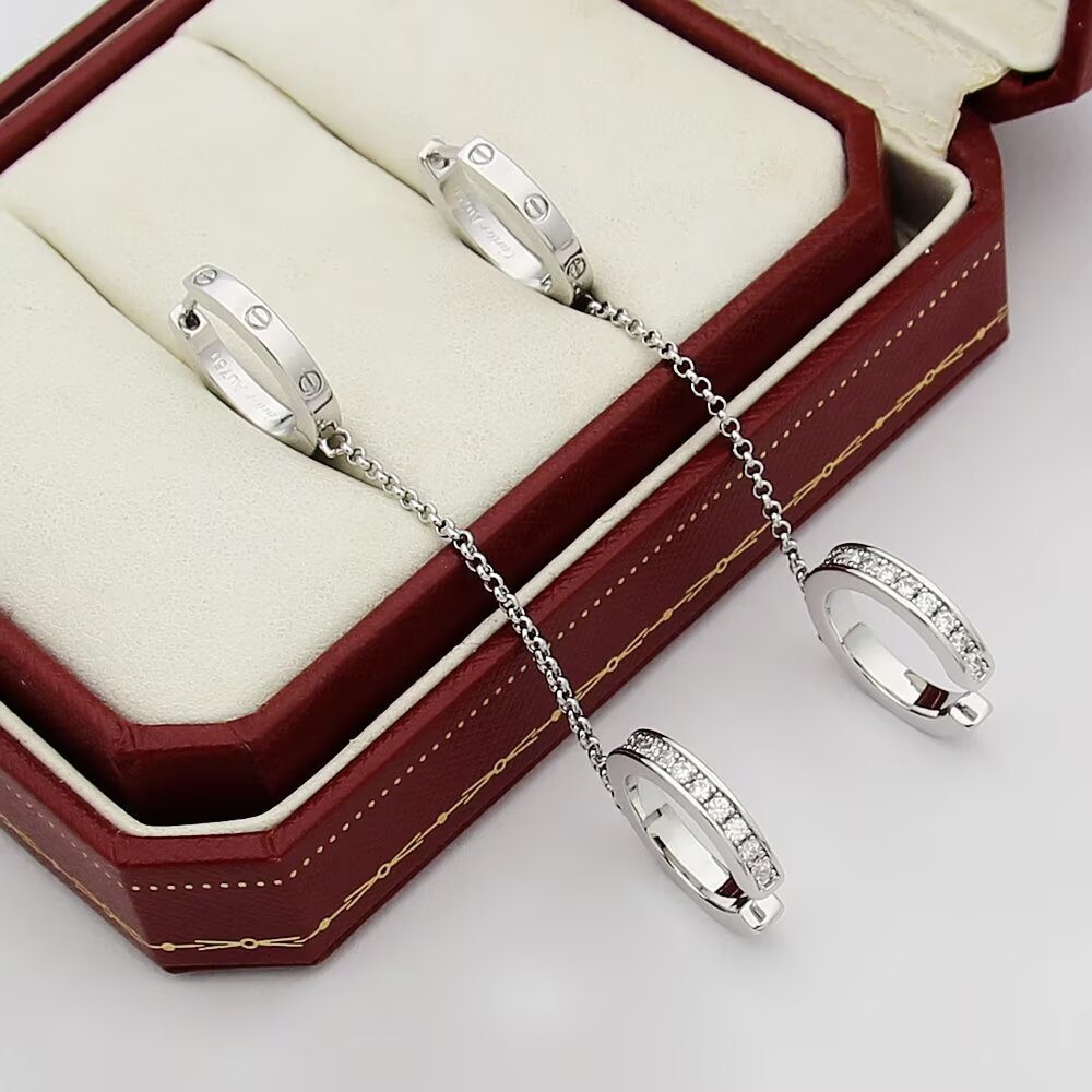 Cartier And Diamond Love Hoop Single Earring - FashionPlug