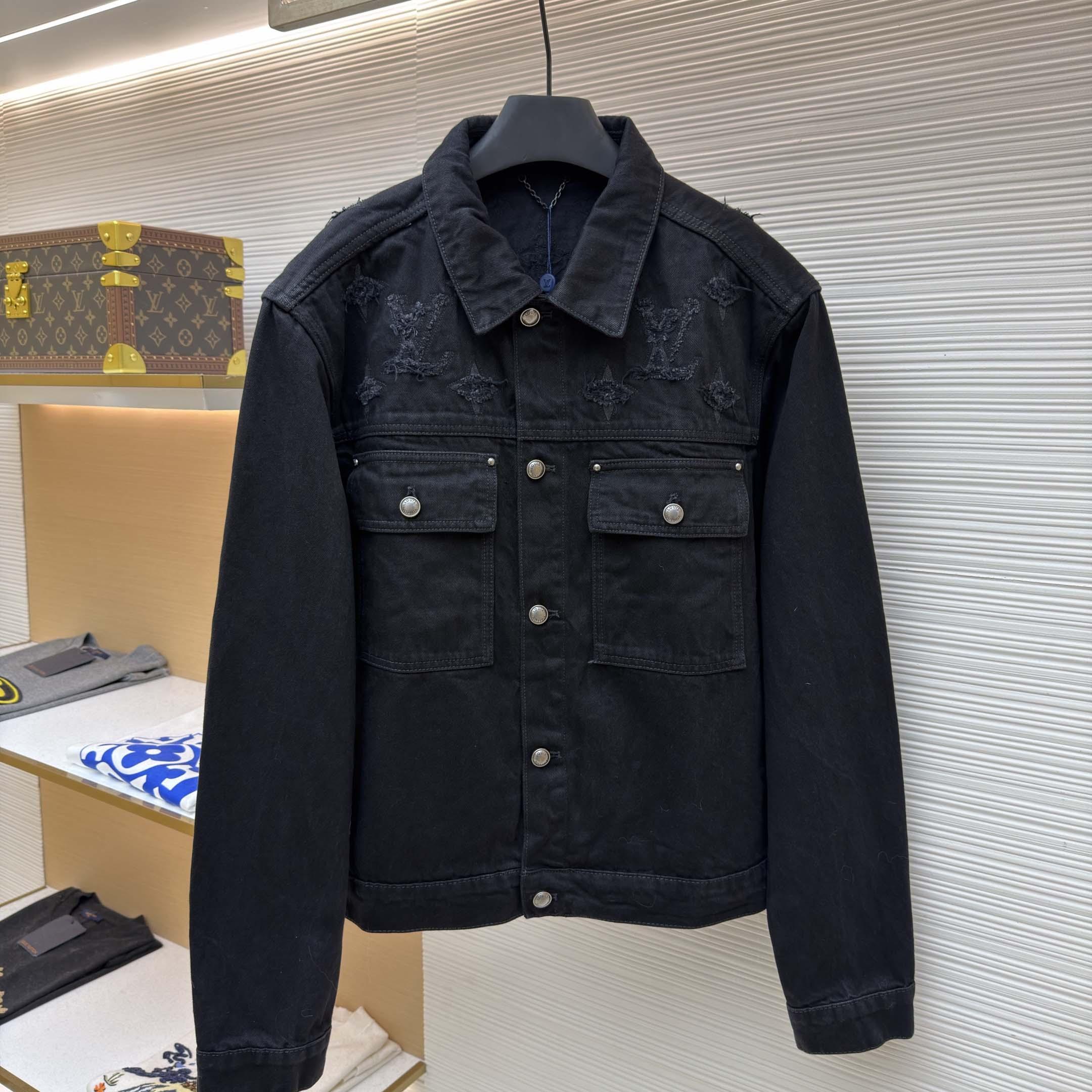 Louis Vuitton Monogram Destroy Denim Trucker Jacket - FashionPlug