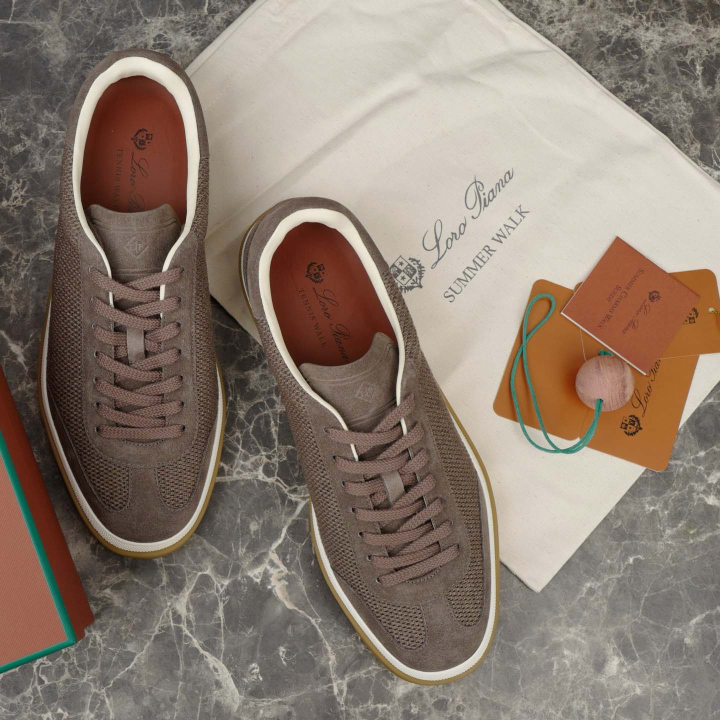 Loro Piana Tennis Walk Sneaker Pecora Nera® Wheat Stitch - FashionPlug