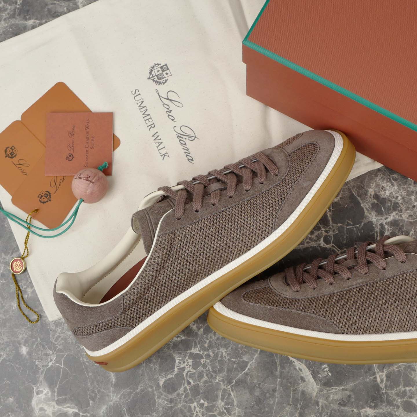 Loro Piana Tennis Walk Sneaker Pecora Nera® Wheat Stitch - FashionPlug