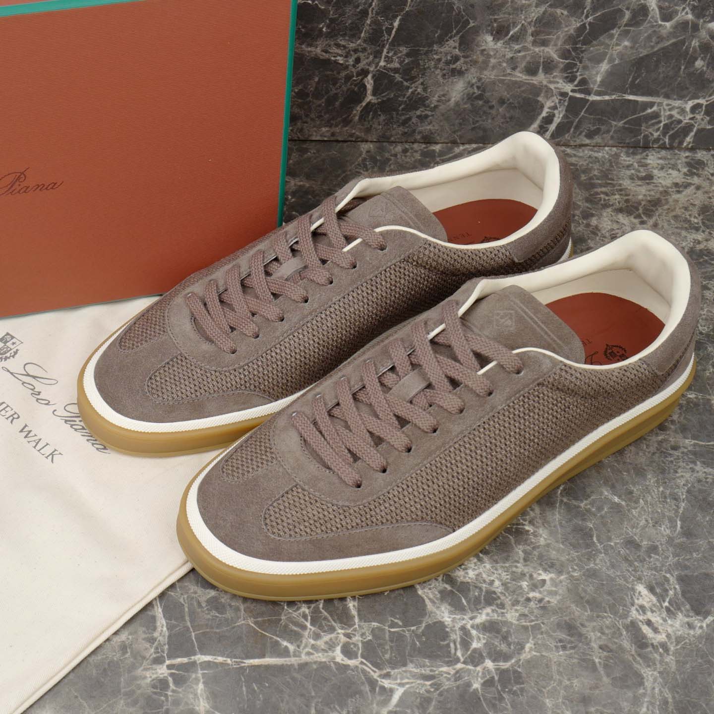 Loro Piana Tennis Walk Sneaker Pecora Nera® Wheat Stitch - FashionPlug