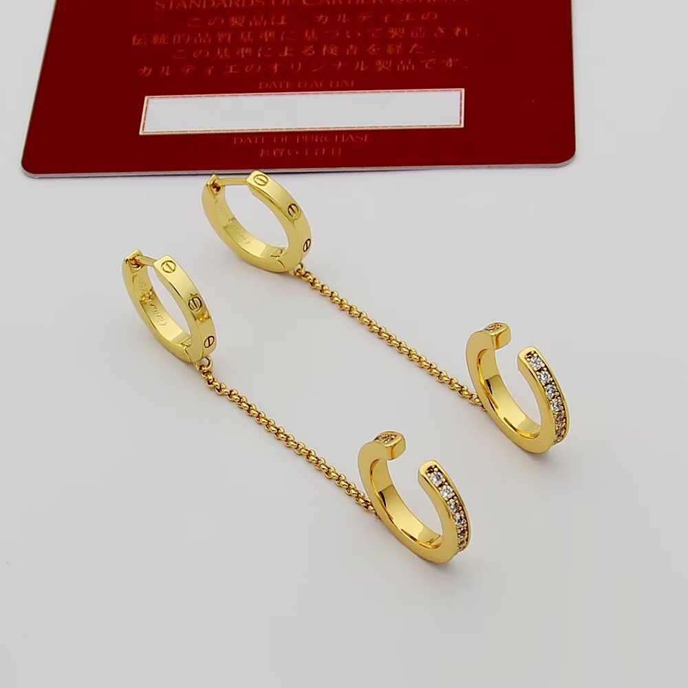 Cartier And Diamond Love Hoop Single Earring - FashionPlug