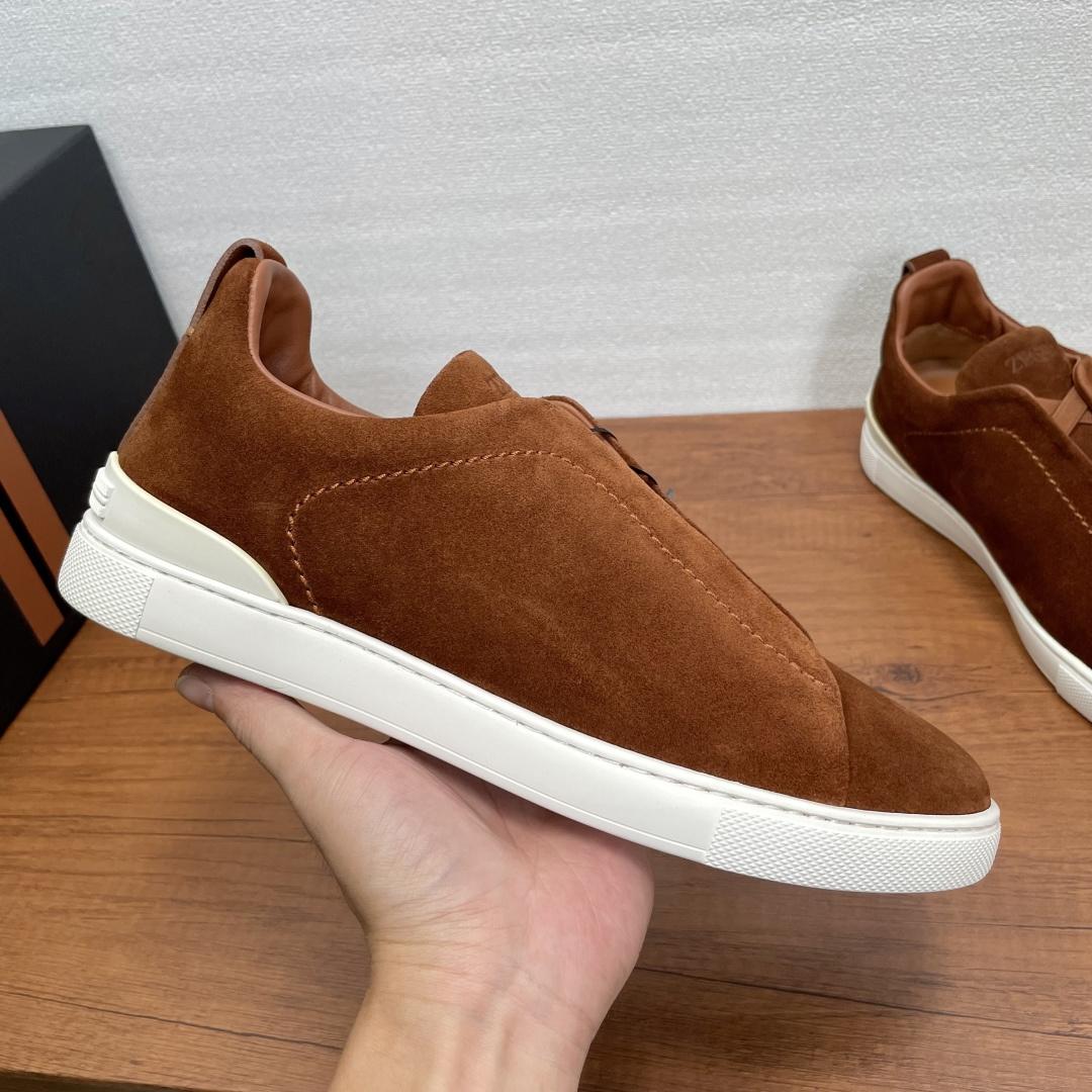 Zegna Suede Triple Stitch™ Sneakers - FashionPlug