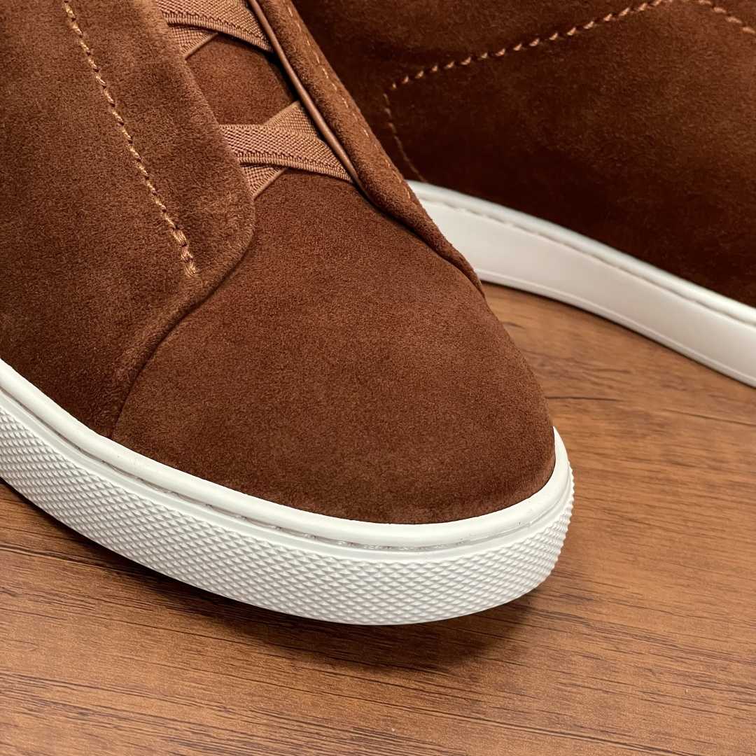 Zegna Suede Triple Stitch™ Sneakers - FashionPlug
