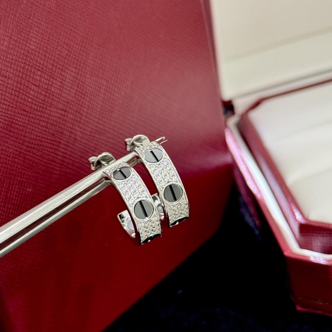 Cartier Love Diamond Ceramic Earrings - FashionPlug