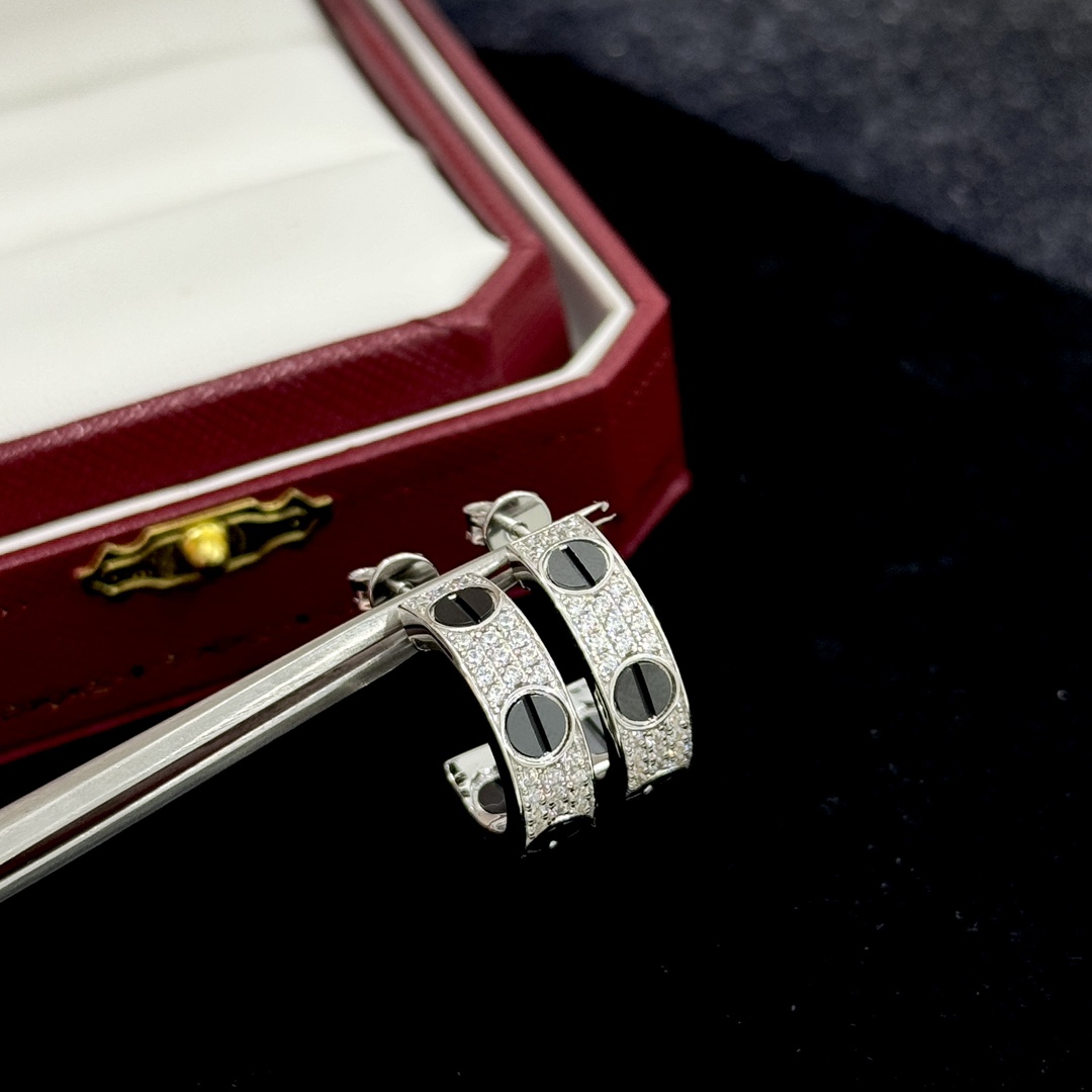 Cartier Love Diamond Ceramic Earrings - FashionPlug