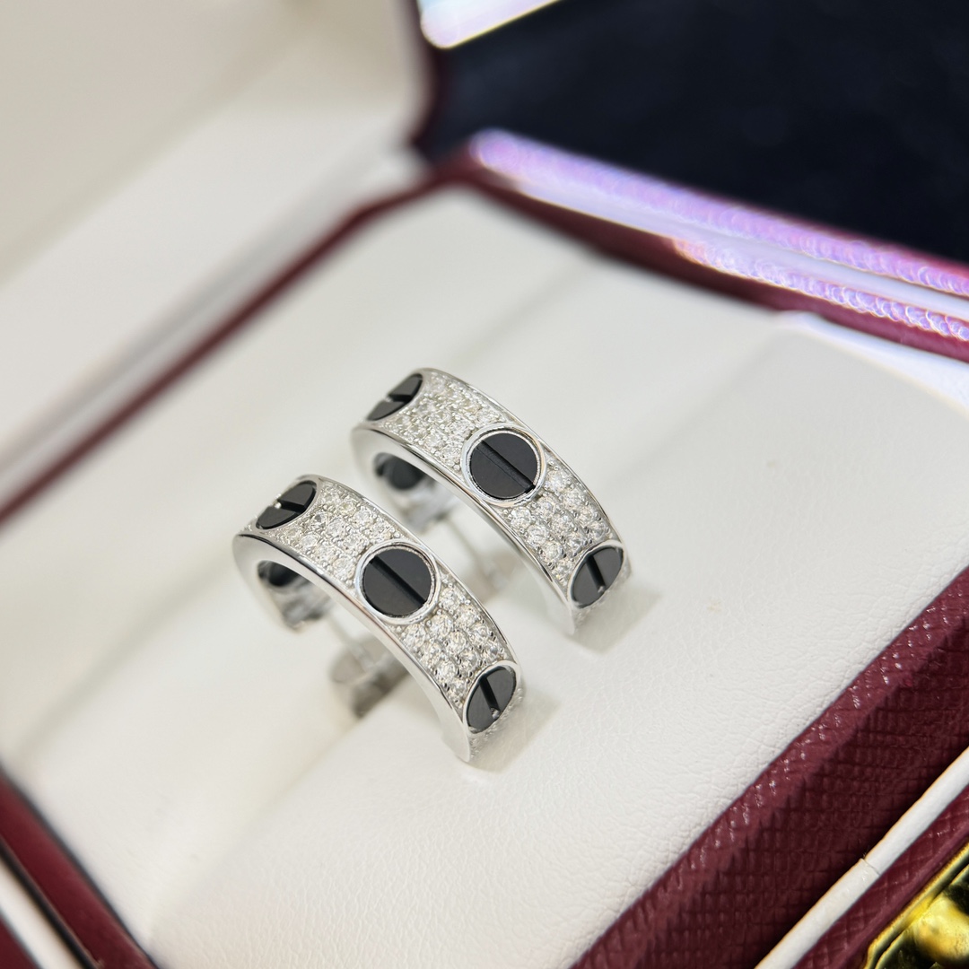 Cartier Love Diamond Ceramic Earrings - FashionPlug