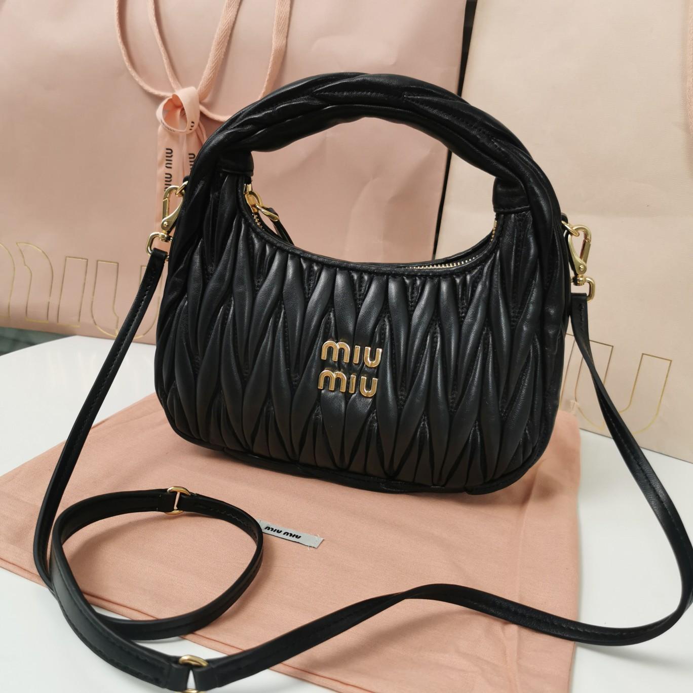 Miu Miu Wander Matelassé Nappa Leather Hobo Bag  - FashionPlug