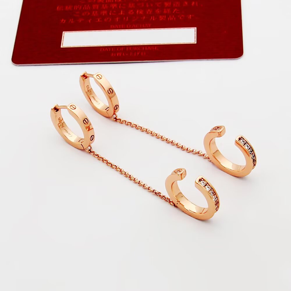 Cartier And Diamond Love Hoop Single Earring - FashionPlug