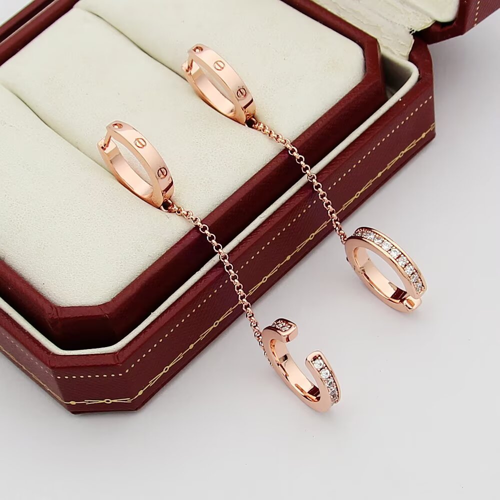 Cartier And Diamond Love Hoop Single Earring - FashionPlug