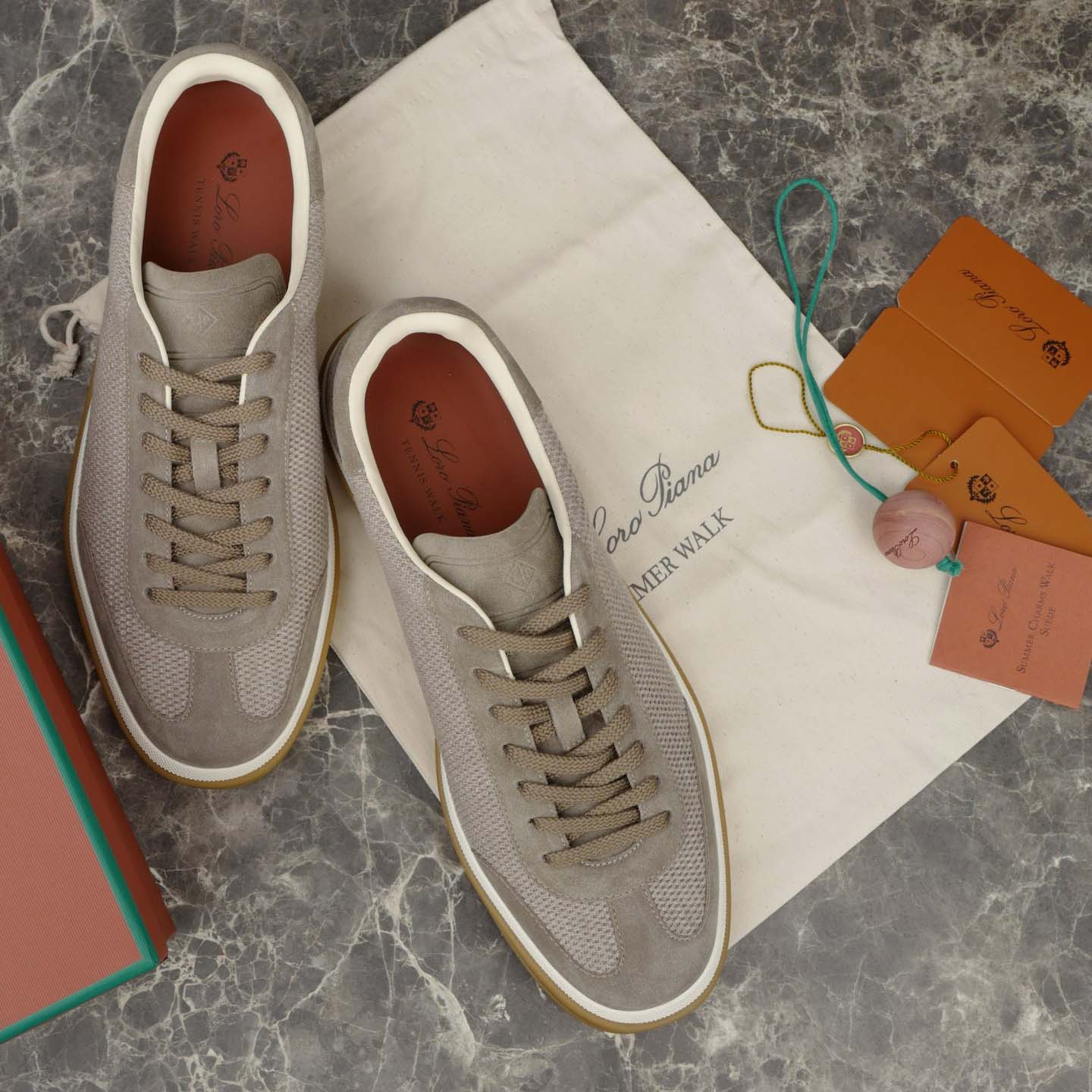 Loro Piana Tennis Walk Sneaker Pecora Nera® Wheat Stitch - FashionPlug