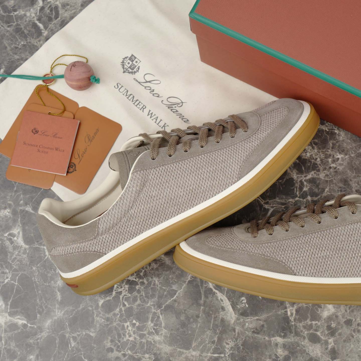 Loro Piana Tennis Walk Sneaker Pecora Nera® Wheat Stitch - FashionPlug