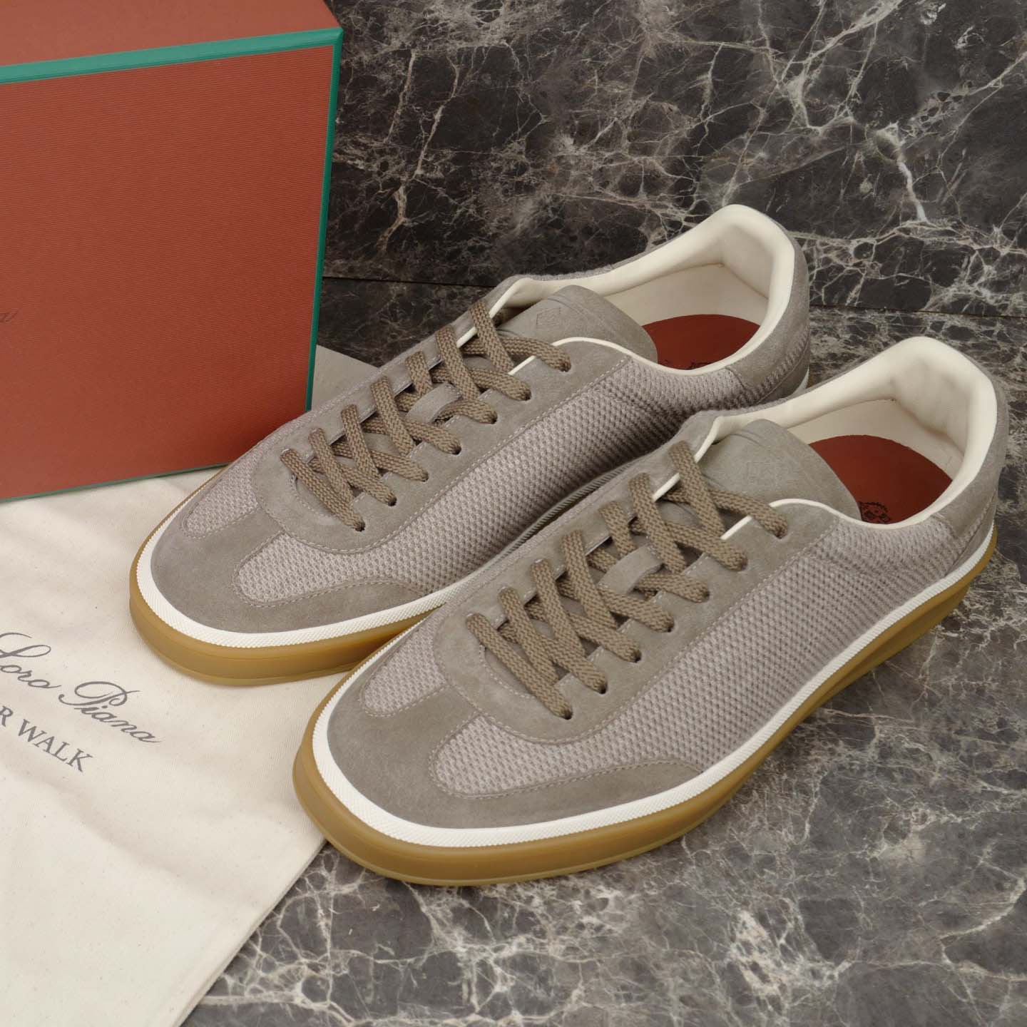 Loro Piana Tennis Walk Sneaker Pecora Nera® Wheat Stitch - FashionPlug