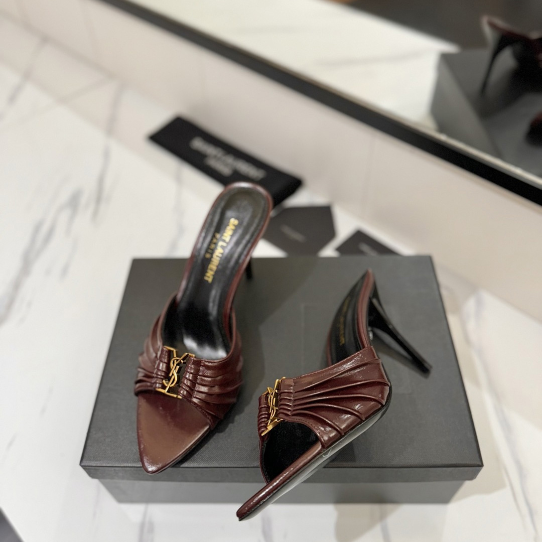 Saint Laurent Babylone Mules In Smooth Leather  - FashionPlug