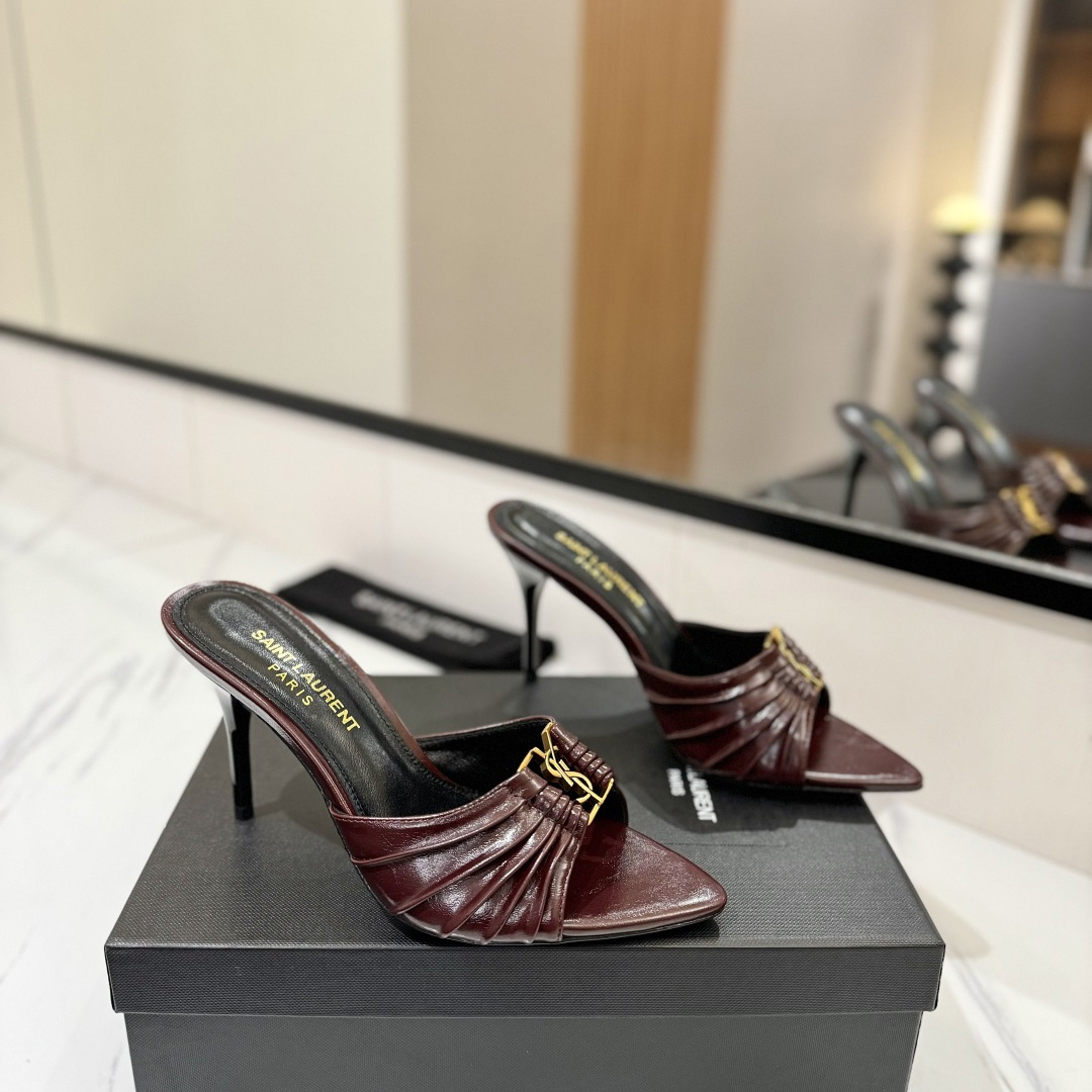 Saint Laurent Babylone Mules In Smooth Leather  - FashionPlug