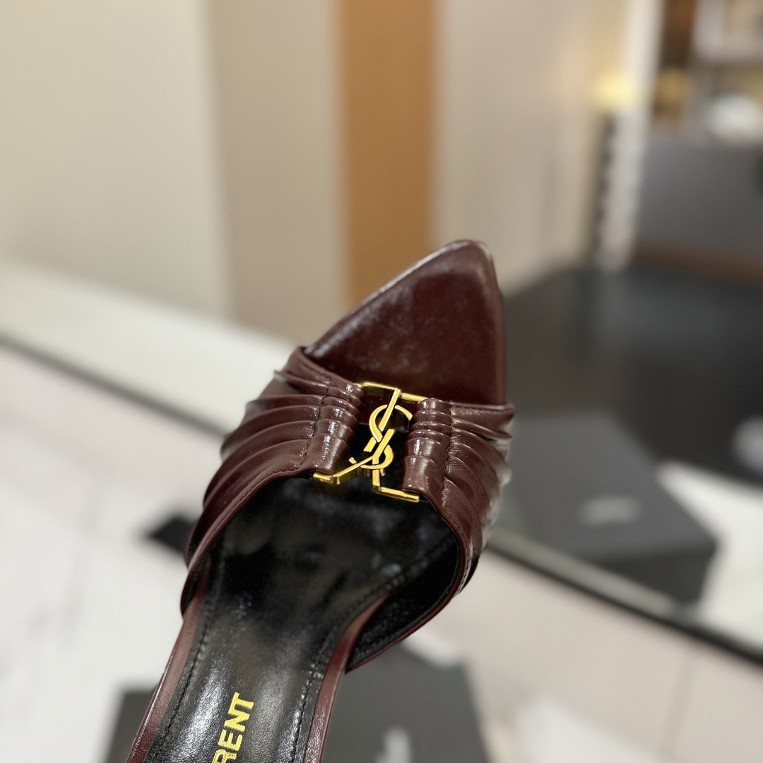 Saint Laurent Babylone Mules In Smooth Leather  - FashionPlug