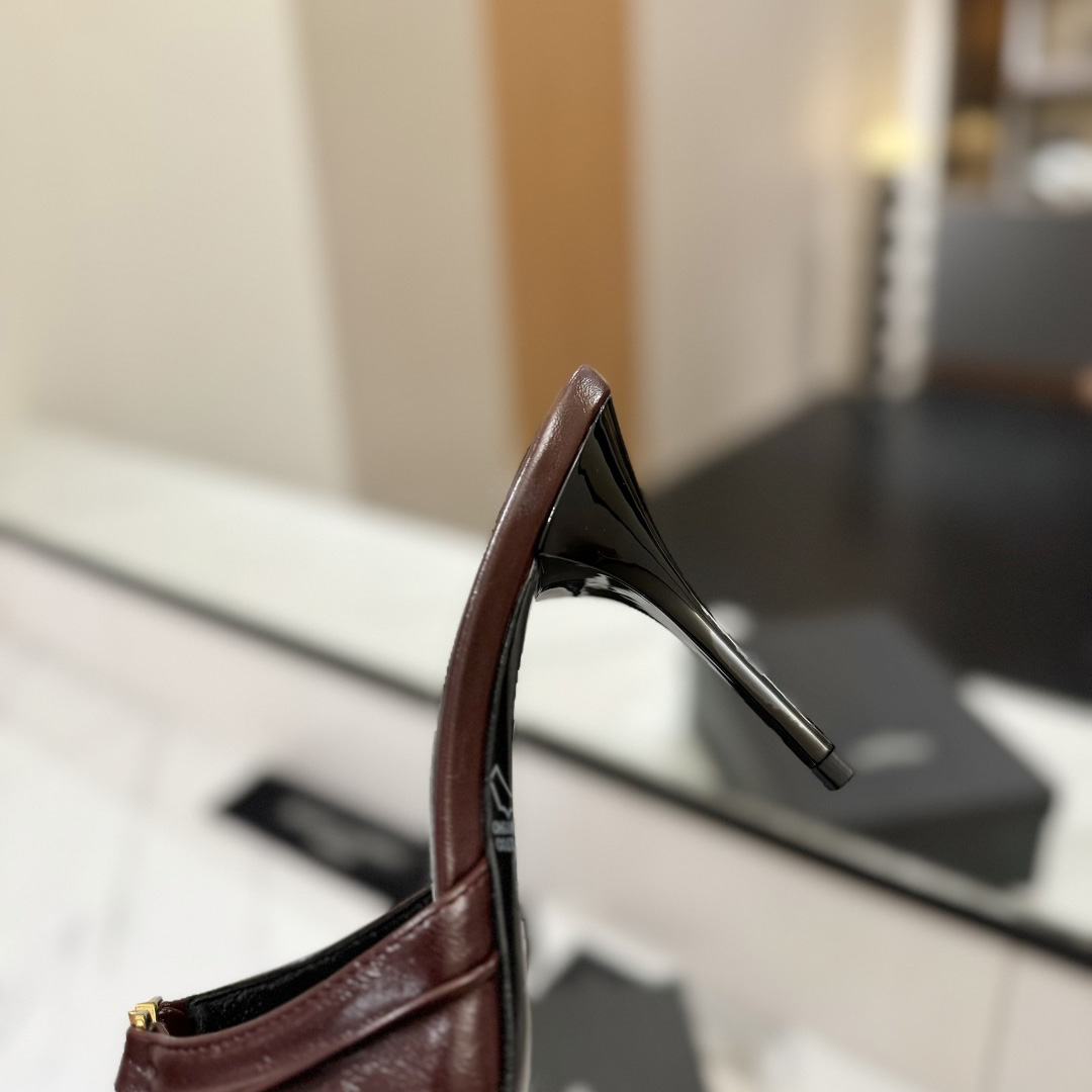 Saint Laurent Babylone Mules In Smooth Leather  - FashionPlug