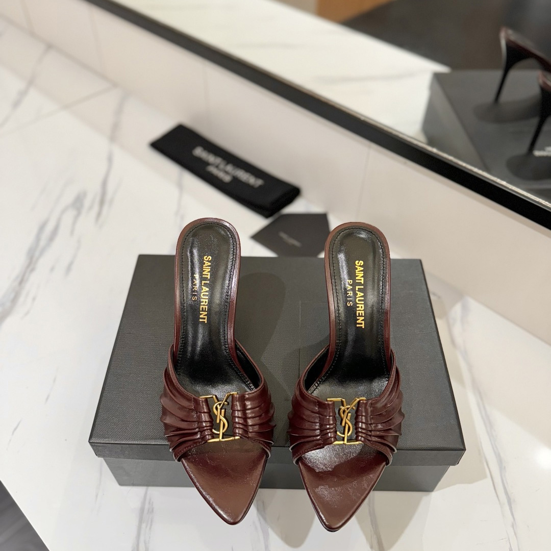 Saint Laurent Babylone Mules In Smooth Leather  - FashionPlug