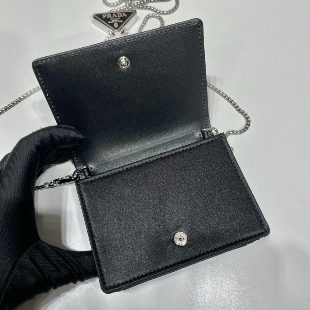 Prada Cardholder With Shoulder Strap And Crystals - FashionPlug