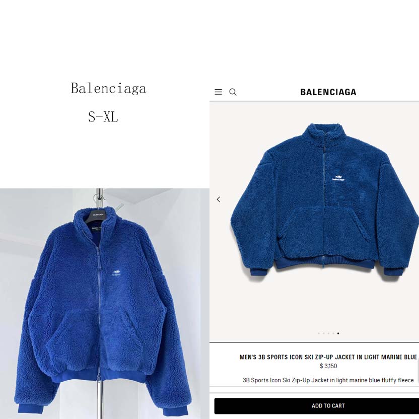 Balenciaga 3B Sports Icon Ski Zip-Up Jacket In Light Marine Blue - FashionPlug