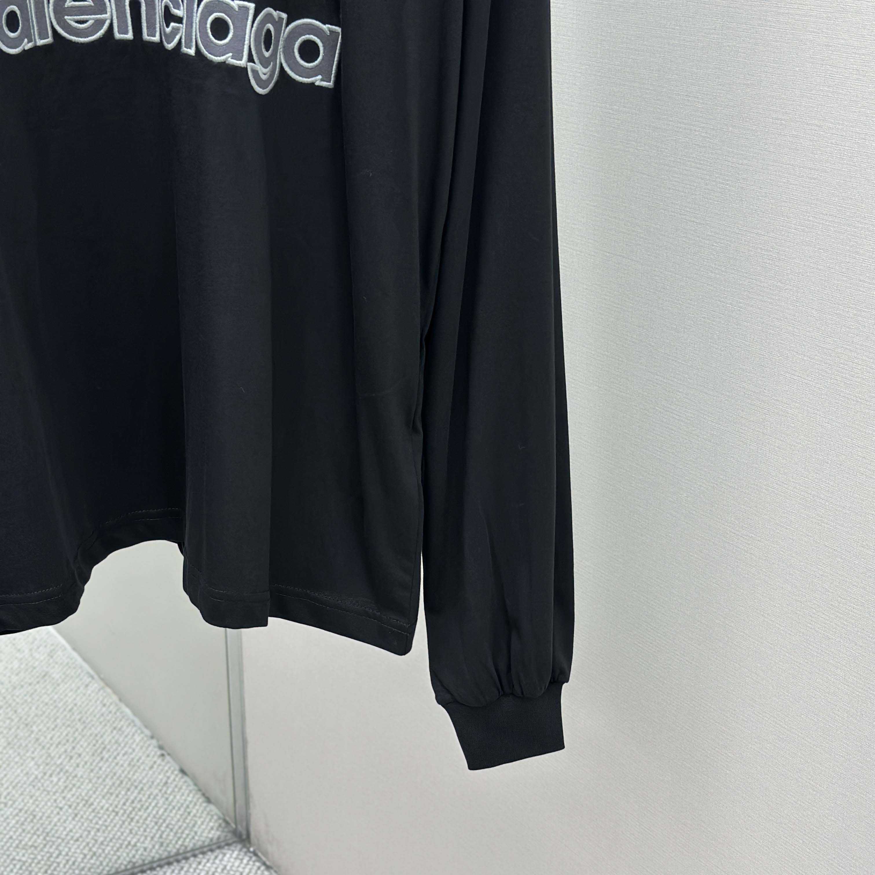 Balenciaga 3B Football Long Sleeve V-Neck T-Shirt In Black - FashionPlug
