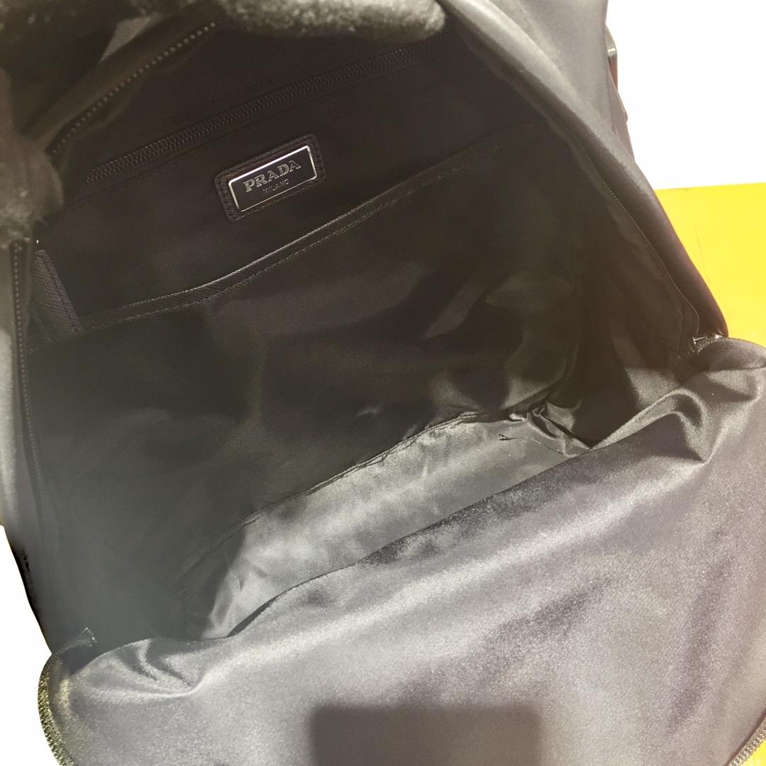 Prada Black Nylon And Saffiano Backpack   29*40*17cm - FashionPlug