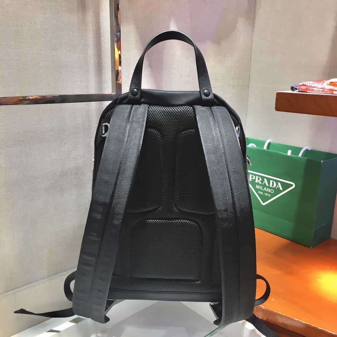 Prada Black Nylon And Saffiano Backpack   29*40*17cm - FashionPlug