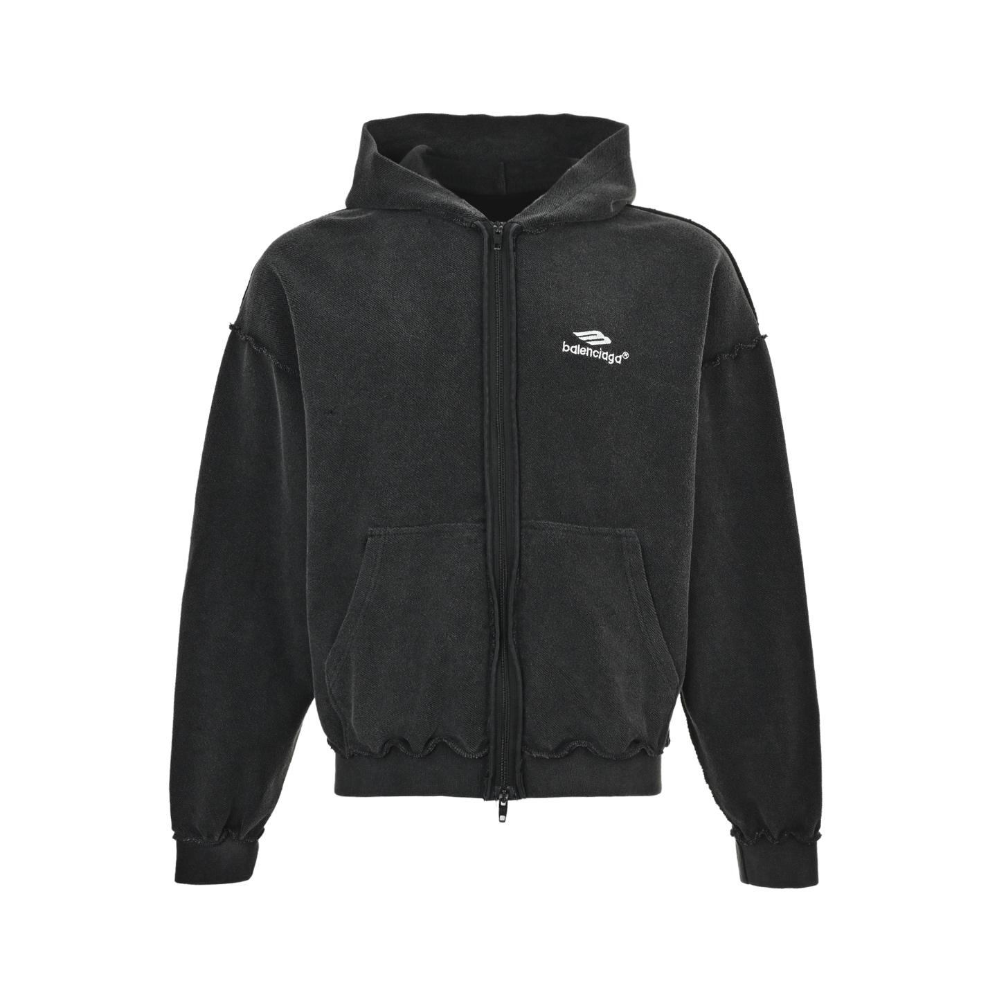 Balenciaga 3B Sports Icon Inside-Out Zip-Up Hoodie - FashionPlug