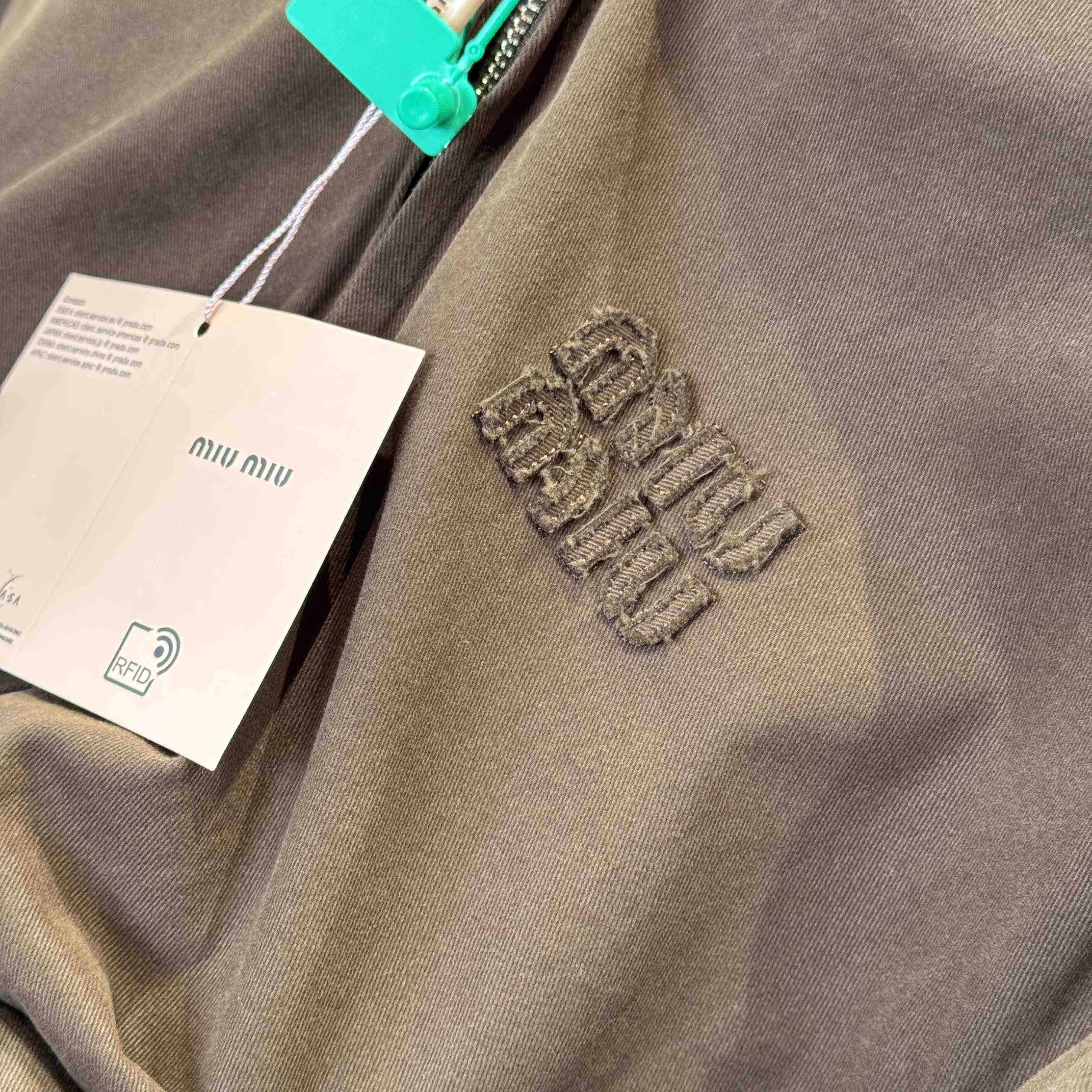 Miu Miu Logo Denim Bomber Jacket - FashionPlug