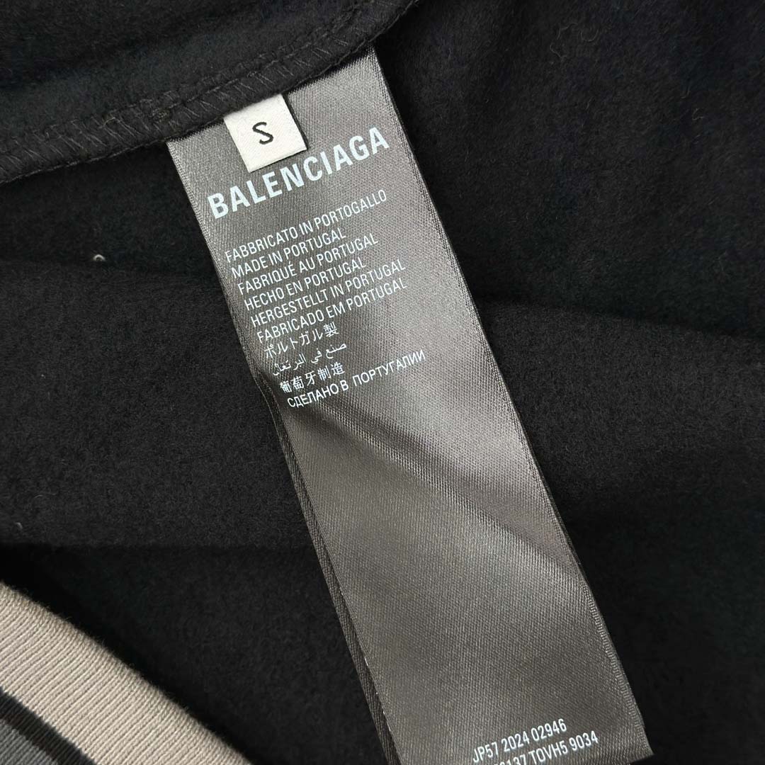 Balenciaga 3B Football Polo Hoodie In Black - FashionPlug