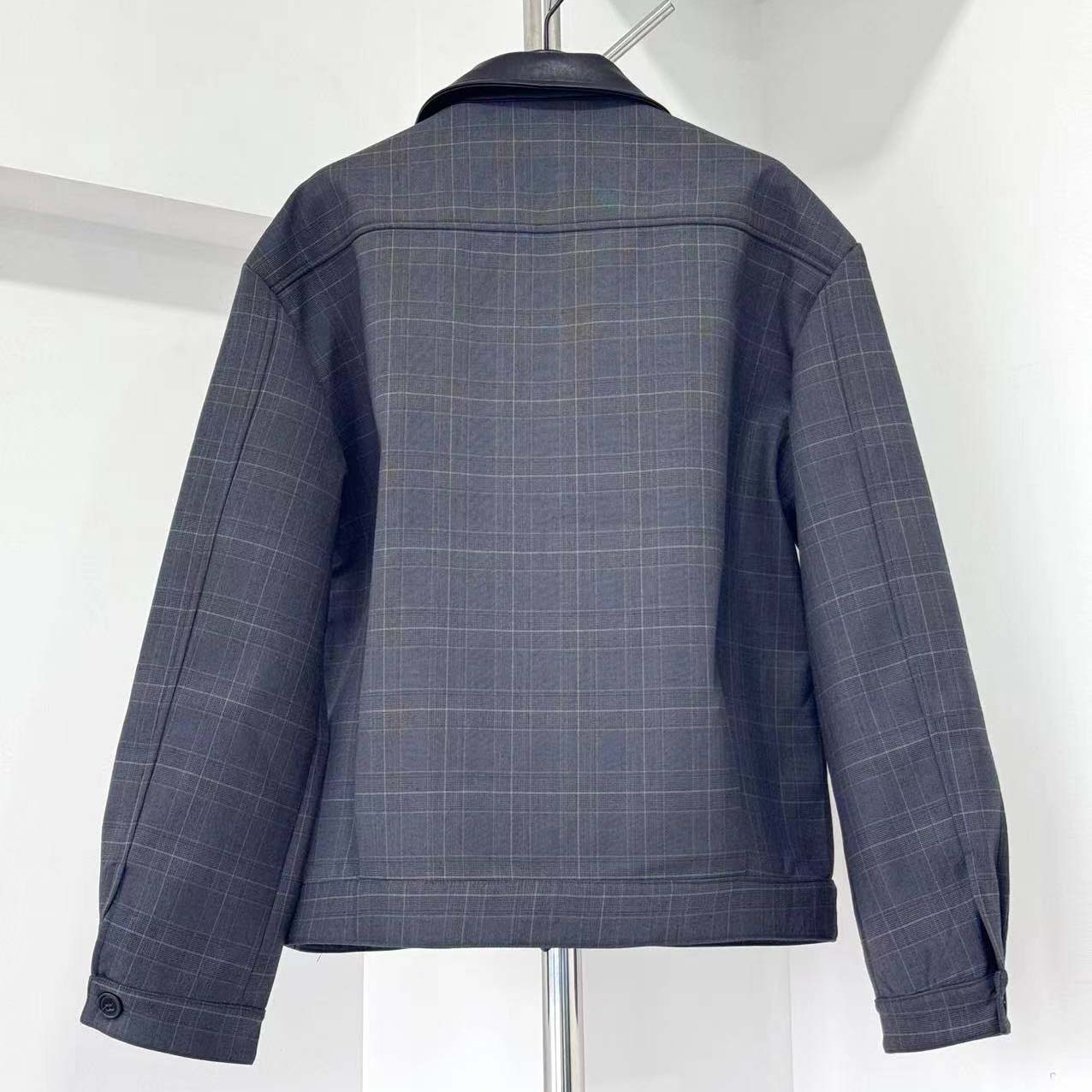 Miu Miu Prince Of Wales Check And bonded Jersey Blouson Jacket - FashionPlug