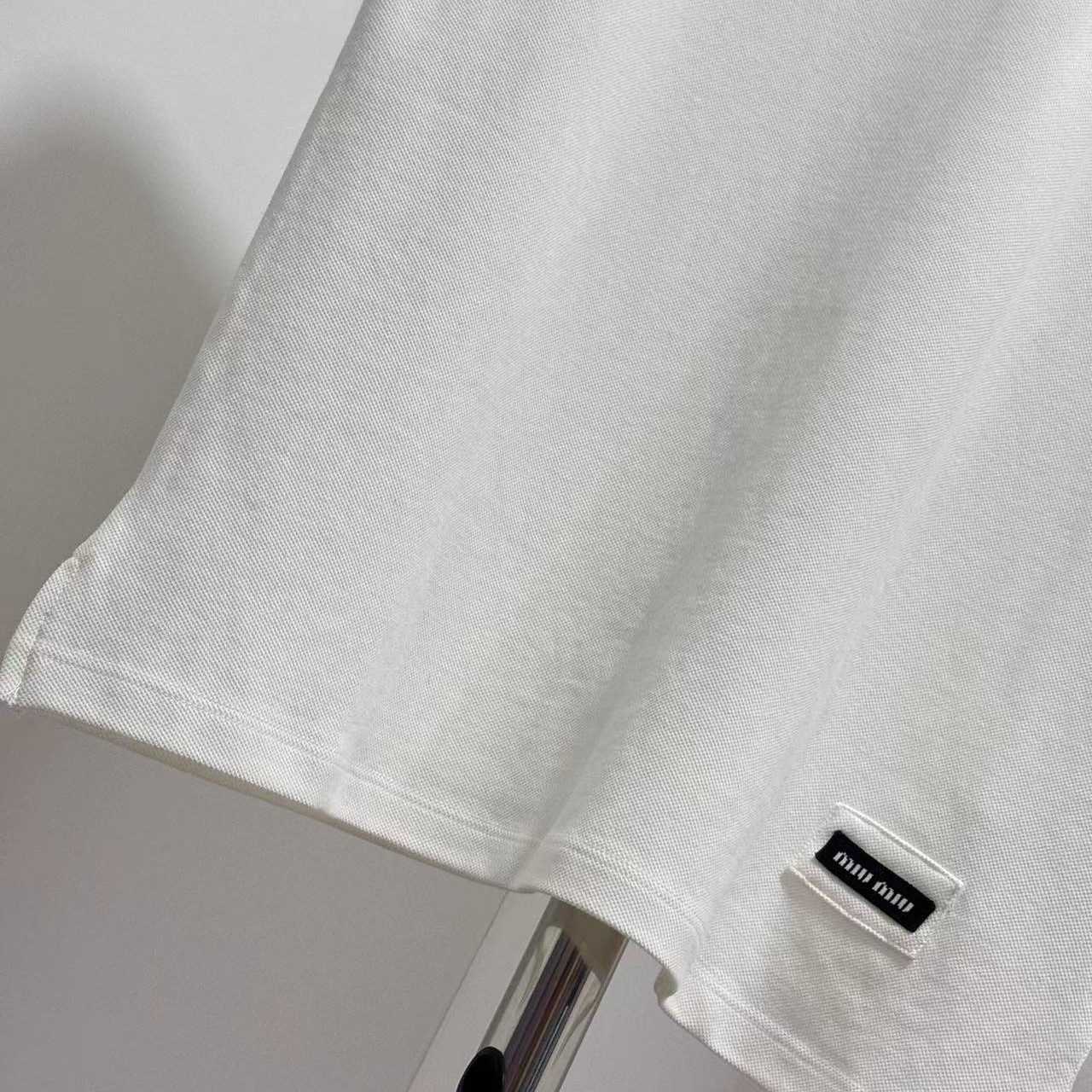 Miu Miu Ribbed Trim Zippered Polo Shirt - FashionPlug