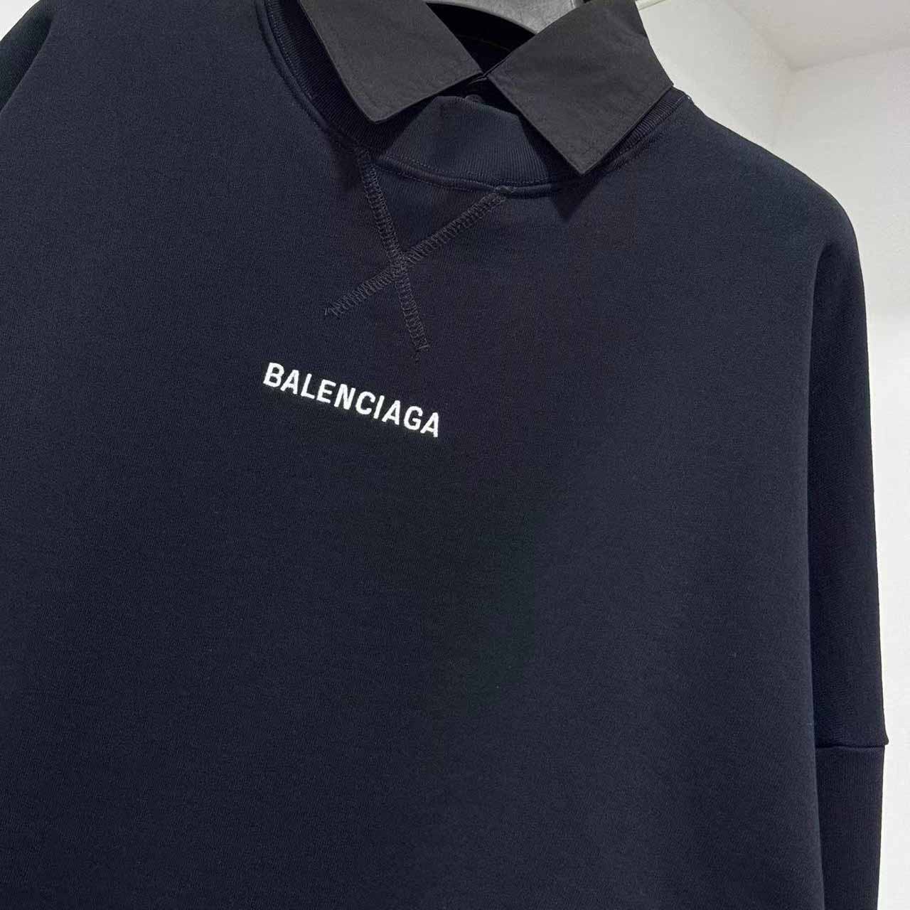 Balenciaga Back Shirt Collar Crewneck In Faded Black - FashionPlug
