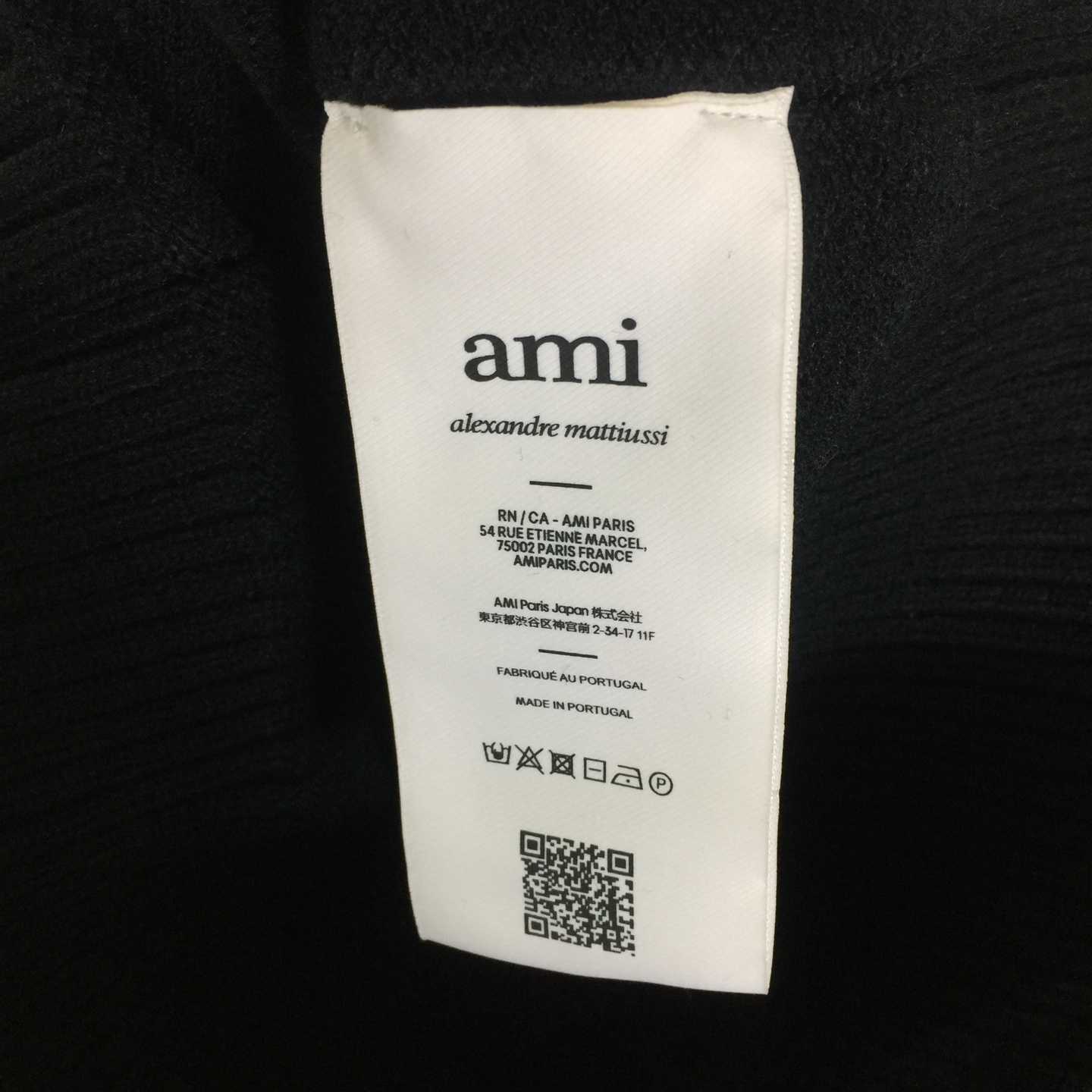 AMI Paris Black Wool Ami De Coeur Cardigan  - FashionPlug