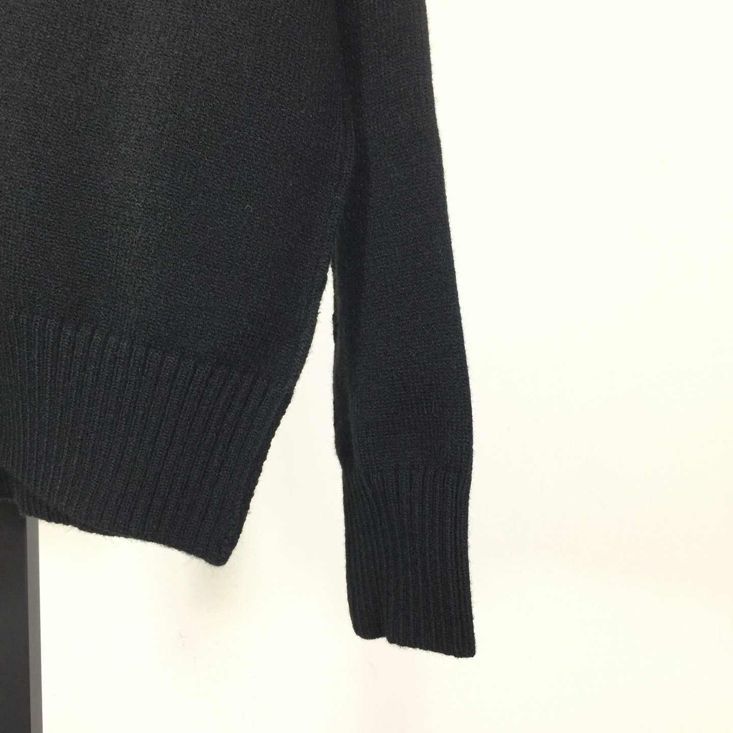 AMI Paris Black Wool Ami De Coeur Cardigan  - FashionPlug