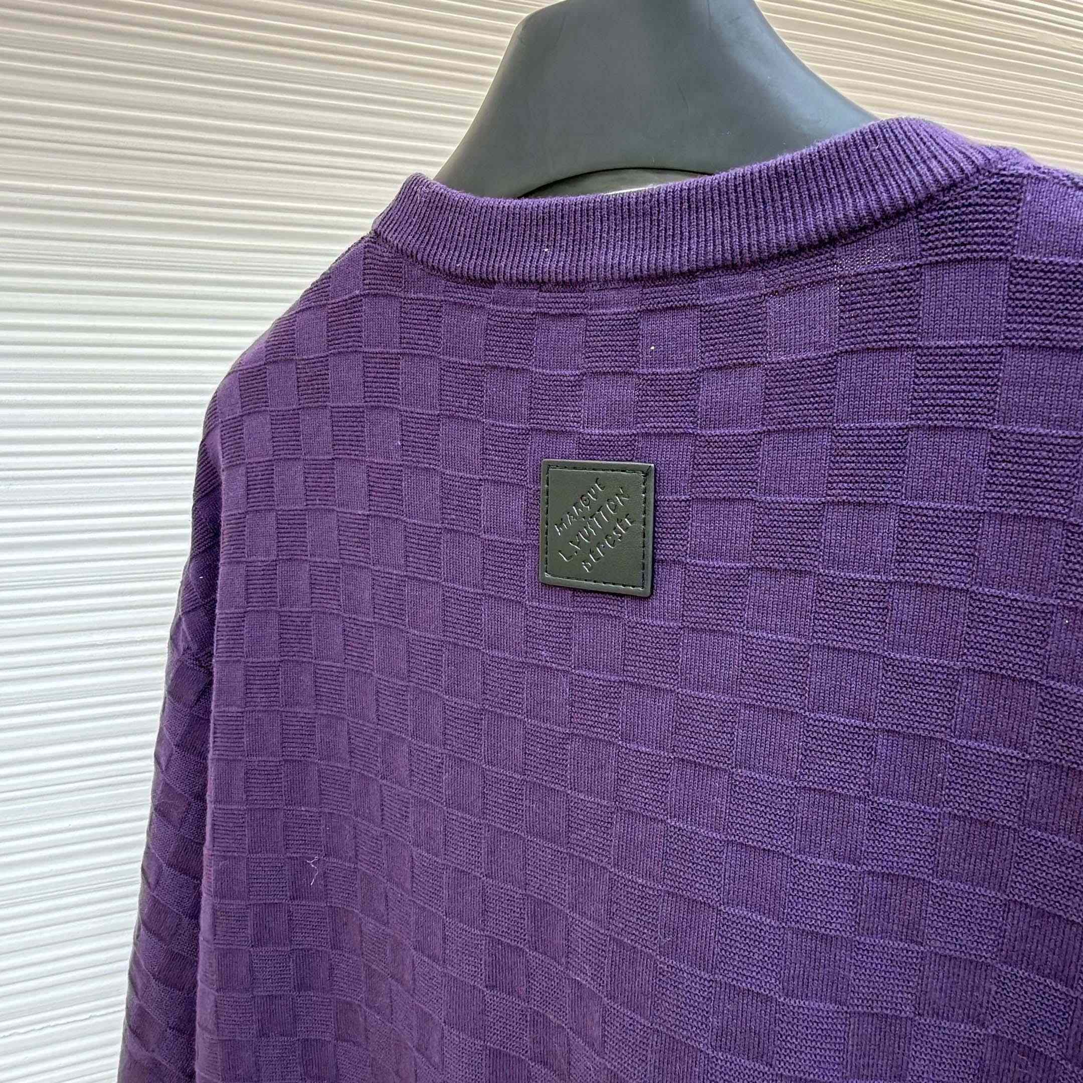 Louis Vuitton Damier Jacquard Short-Sleeved Crewneck    1AJTVL - FashionPlug