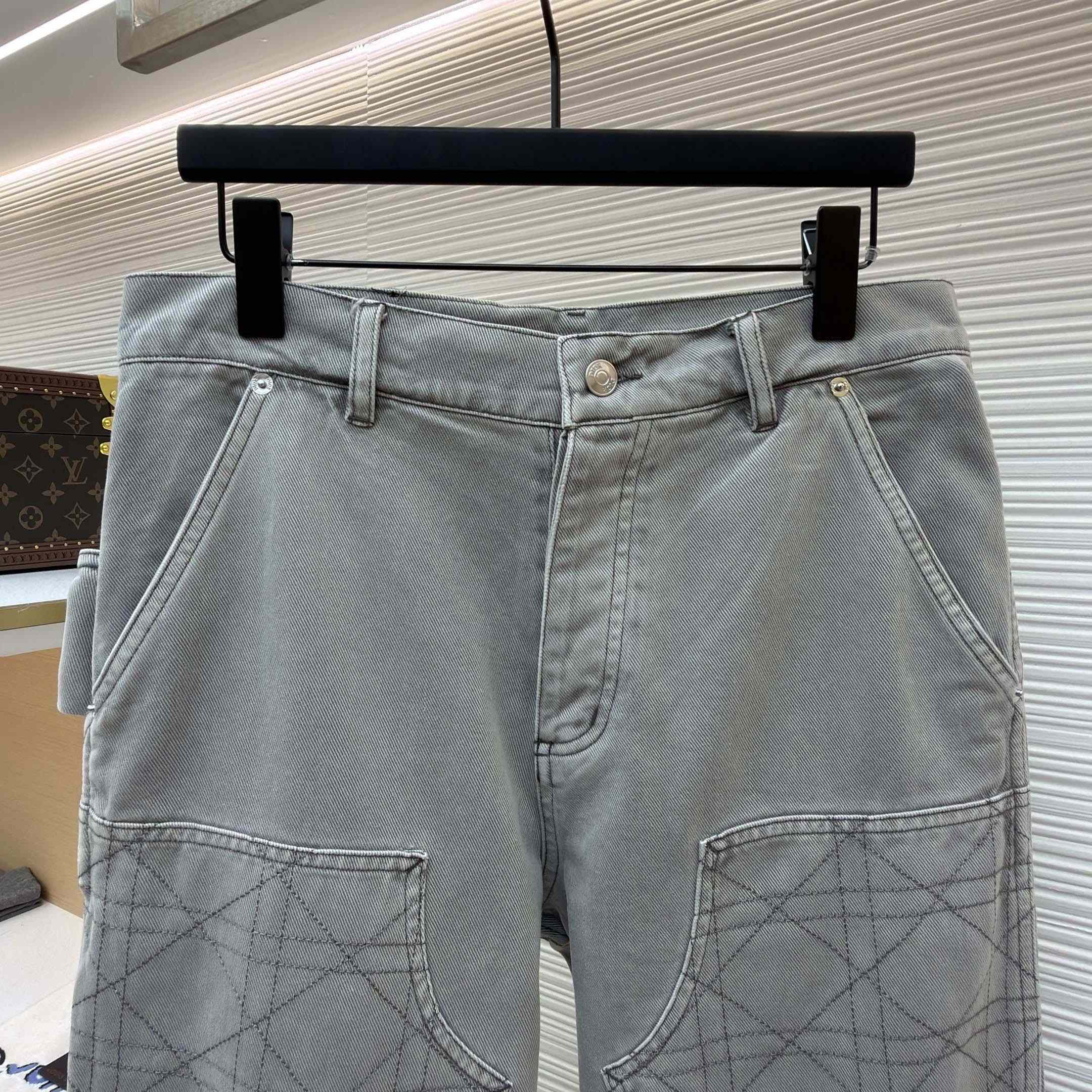 Dior Cannage Carpenter Jeans Gray Cotton Twill - FashionPlug