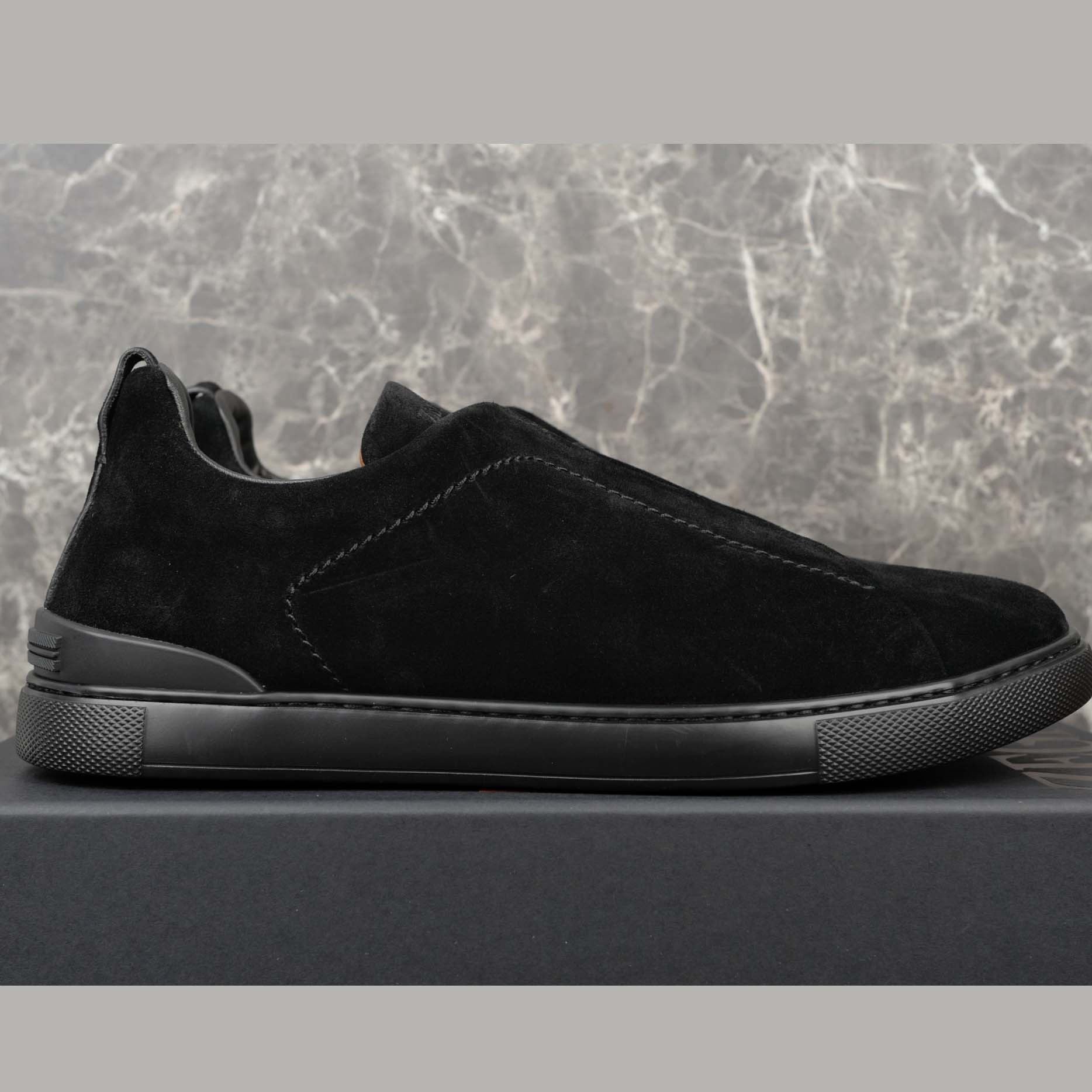 Zegna Suede Triple Stitch™ Sneakers - FashionPlug