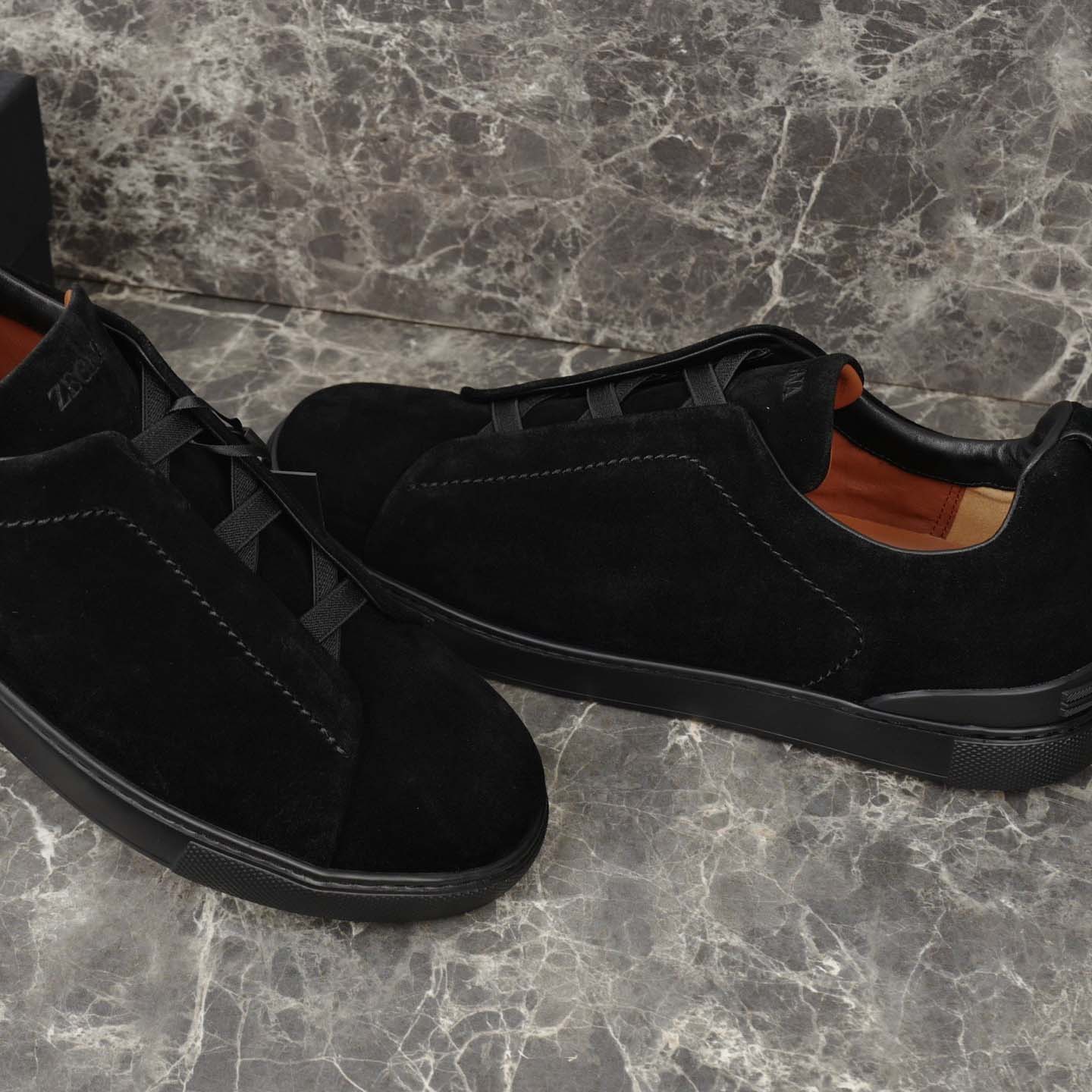 Zegna Suede Triple Stitch™ Sneakers - FashionPlug
