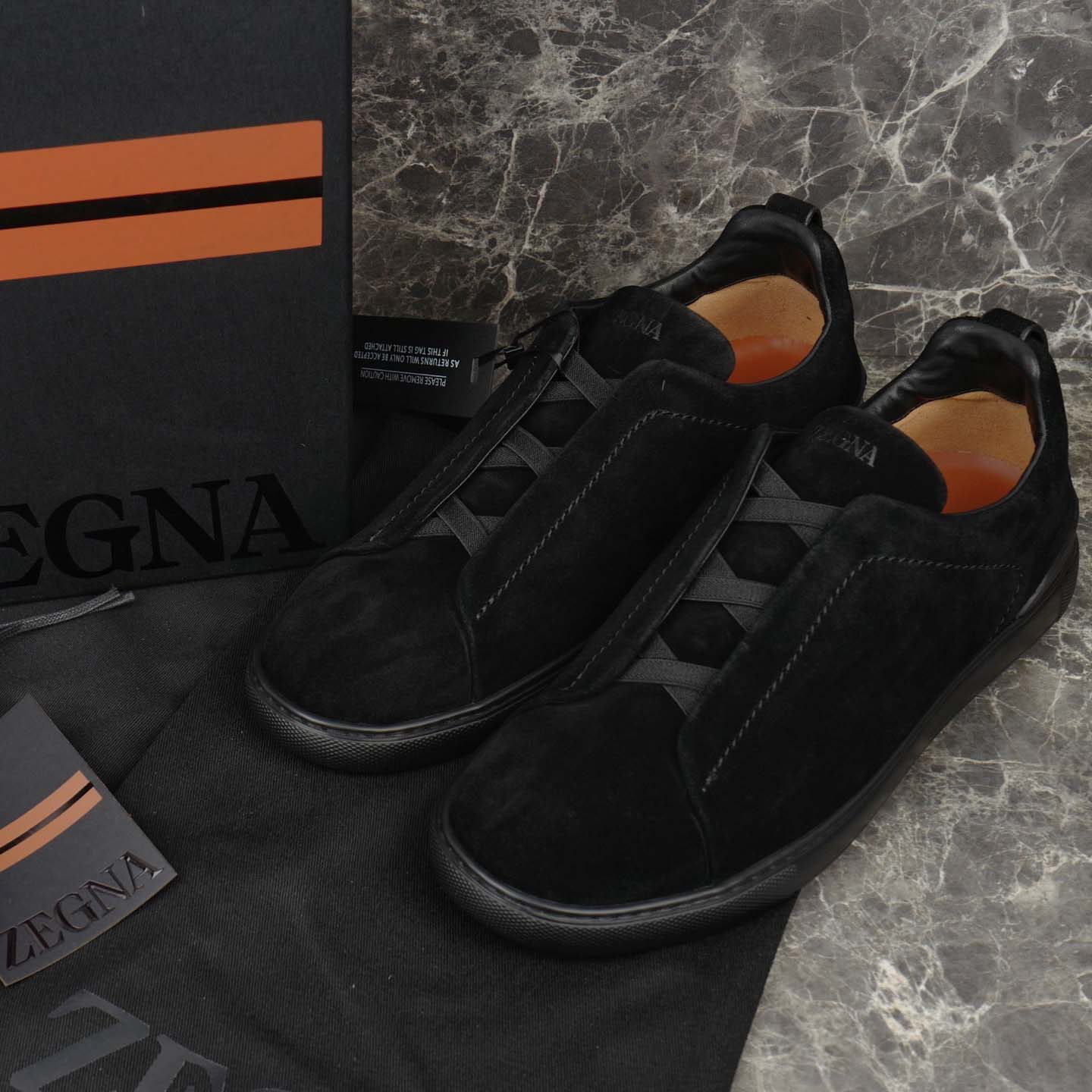Zegna Suede Triple Stitch™ Sneakers - FashionPlug