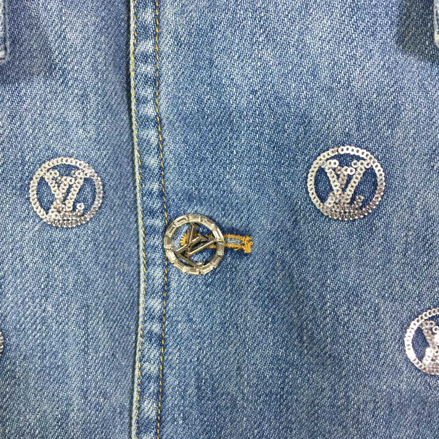 Louis Vuitton Sequin Signature Denim Jacket - FashionPlug