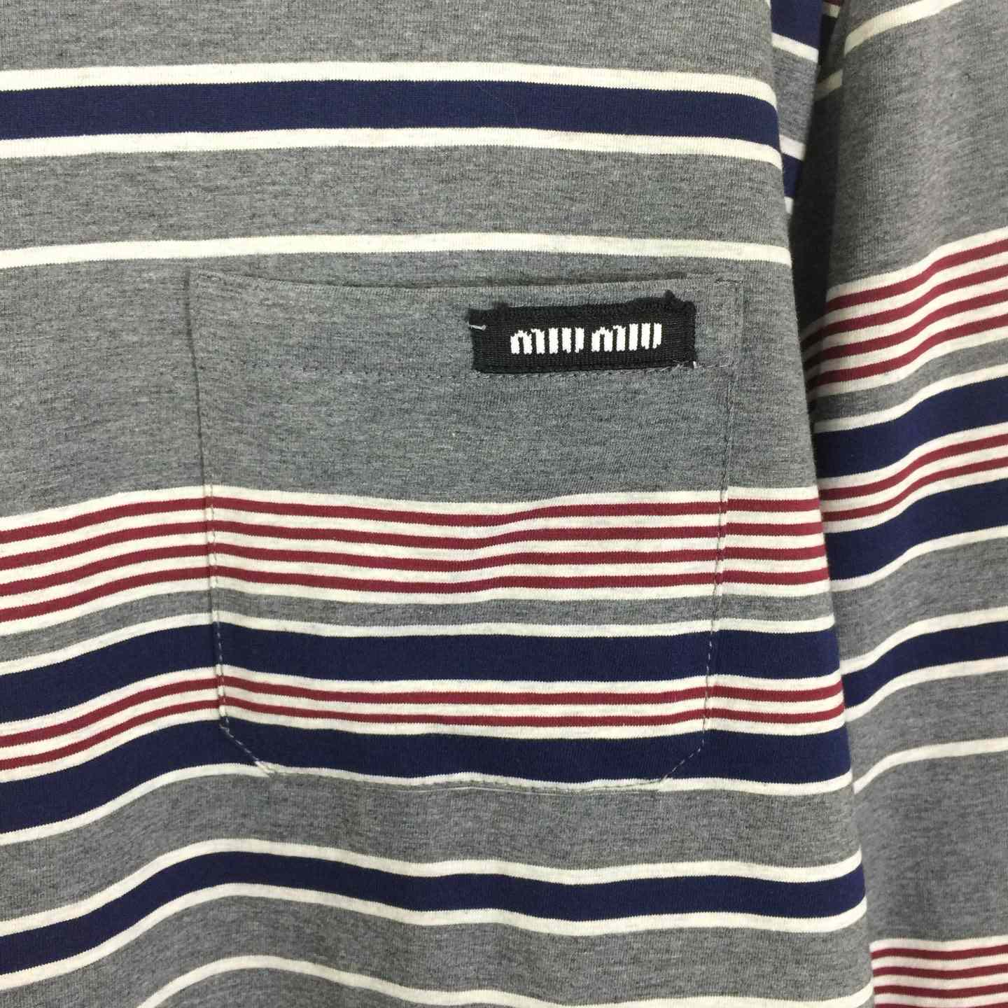 Miu Miu Striped Jersey T-shirt - FashionPlug